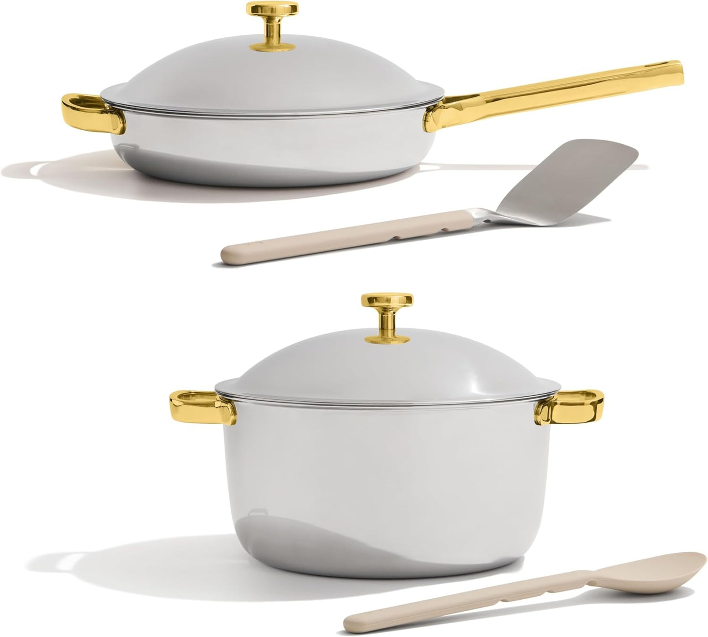 Our Place Titanium Pro Cookware Duo – Always Pan & Perfect Pot with Nonstick No-Coating Technology | Tri-Ply Titanium & Stainless Steel | Safe for Oven, Induction & All Cooktops up to 750°F | Gold