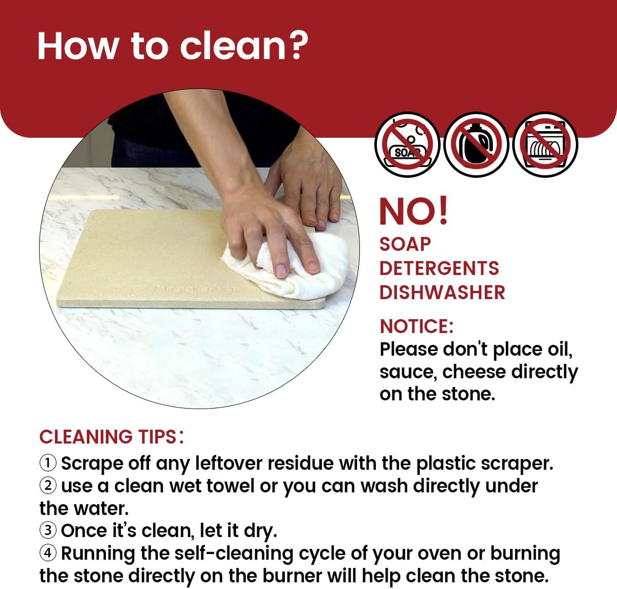 K ROCKSHEAT Pizza Stone Round 16 Inch for Grill and Oven, Large Cordierite Baking Stone for Bread, Safe Circular Cooking Stone for Grill 16", Easy to Clean