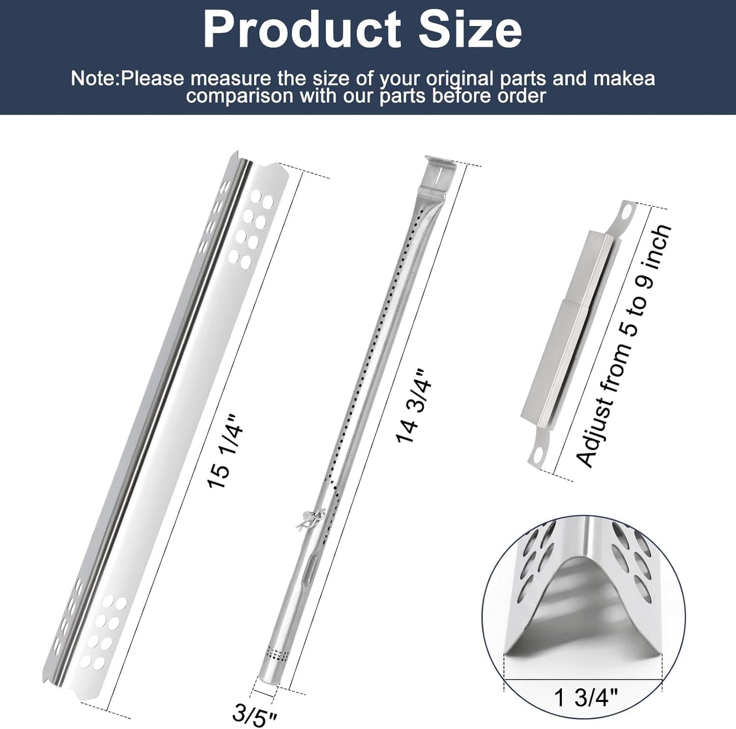 Criditpid Grill Replacement Parts for Charbroil 463242716 463257520 463242715 463276016, Burners, Heat Plate, Crossover Tubes, Ignitors, Cooking Grates & Emitter Plates for Charbroil Commercial Grill