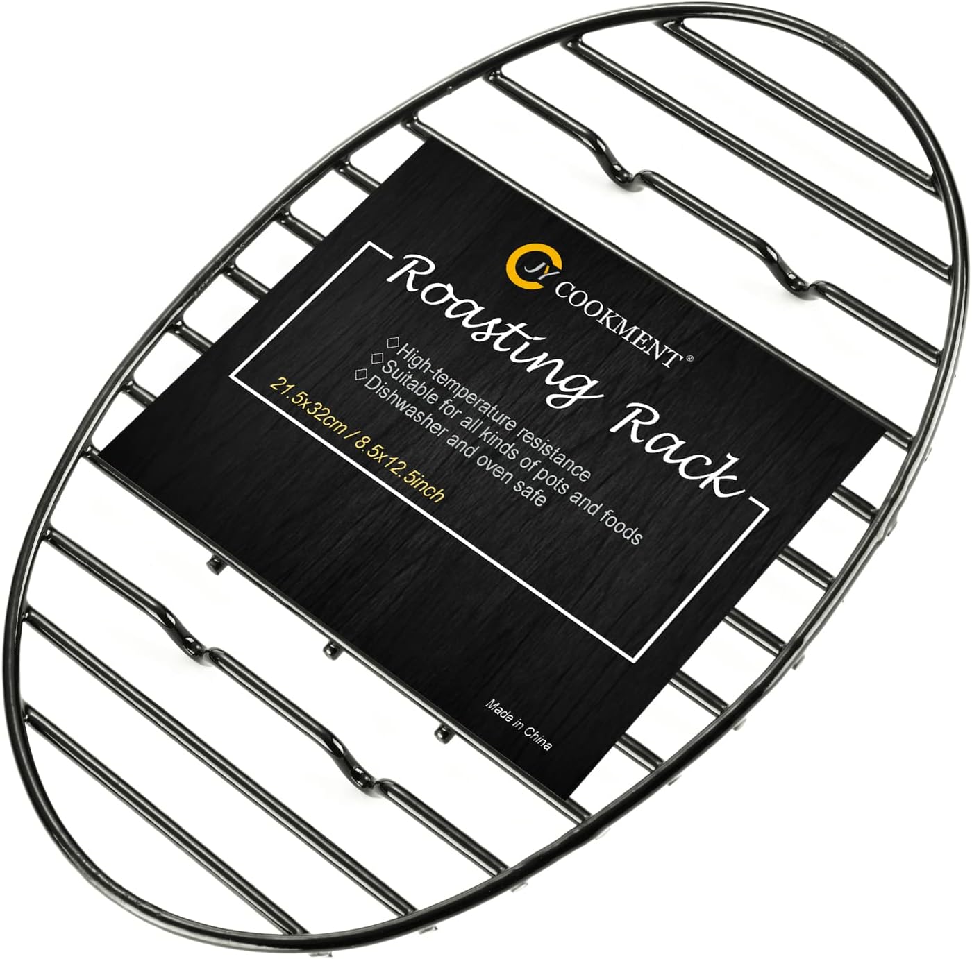 JY COOKMENT Roasting Rack with Integrated Feet, Cooling Drying Rack With Enameled Coating, PTFE Free, Great for Cooking, Roasting, Drying, Grilling, Dishwasher Safe (12.5"x8.5")