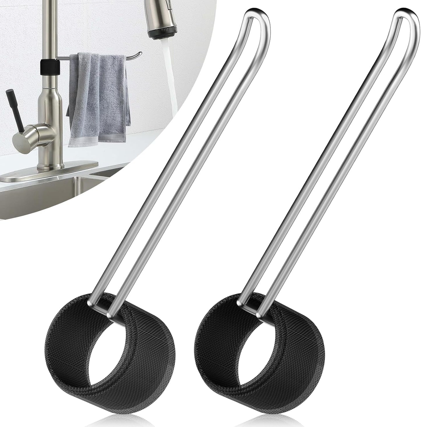 Stylish and Functional Dish Towel Holder - Keep Your Kitchen Rags and Dishcloths Neat and Within Reach with This Sink Dish Cloth Holder and Storage Rack! (2, Silvery)