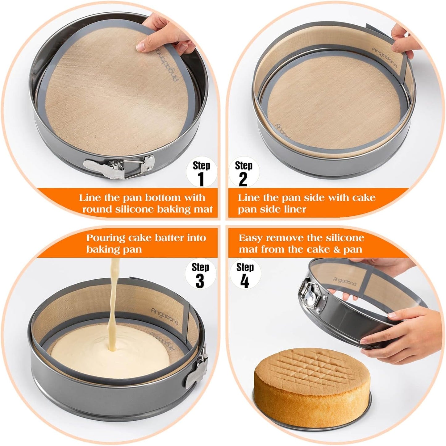 Silicone Baking Mat for Springform Pan 10 inch, Prevent cake from Sticking to Bottom and Side,Easy Clean & Non Sick Silicone Baking mat for Cheesecake Pan