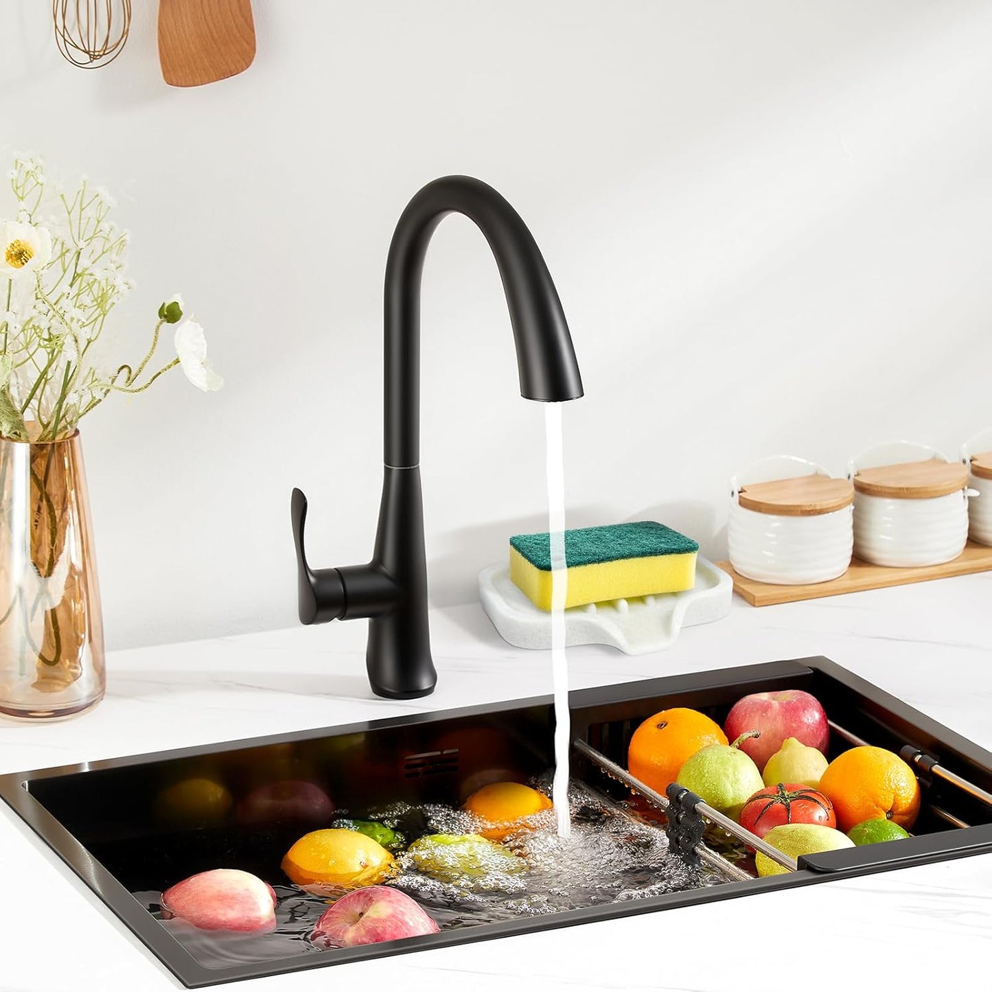 Self Draining Soap Dish- Bar Soap Holder for Shower, Marble Design Large Soap Savers Soap Tray Sponge Holder for Kitchen Bathroom Bathtub Sink, Crystal White