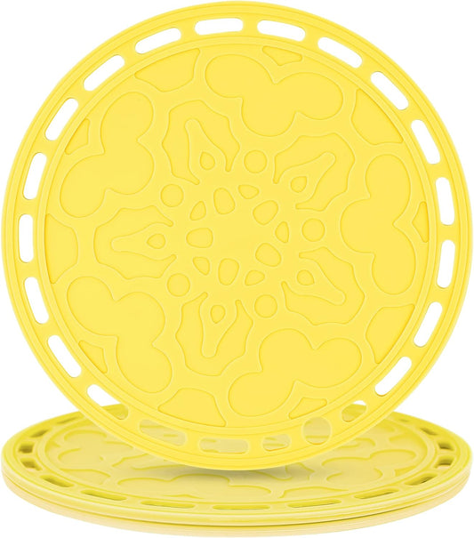 Smithcraft Silicone Trivets Mats Big Round Silicone PotHolder Hot Pads and Trivets for Hot Dishes and Hot Pots Holder, Hot Mats for Countertops, Tables, Spoon Rest Set of 3 Color Yellow
