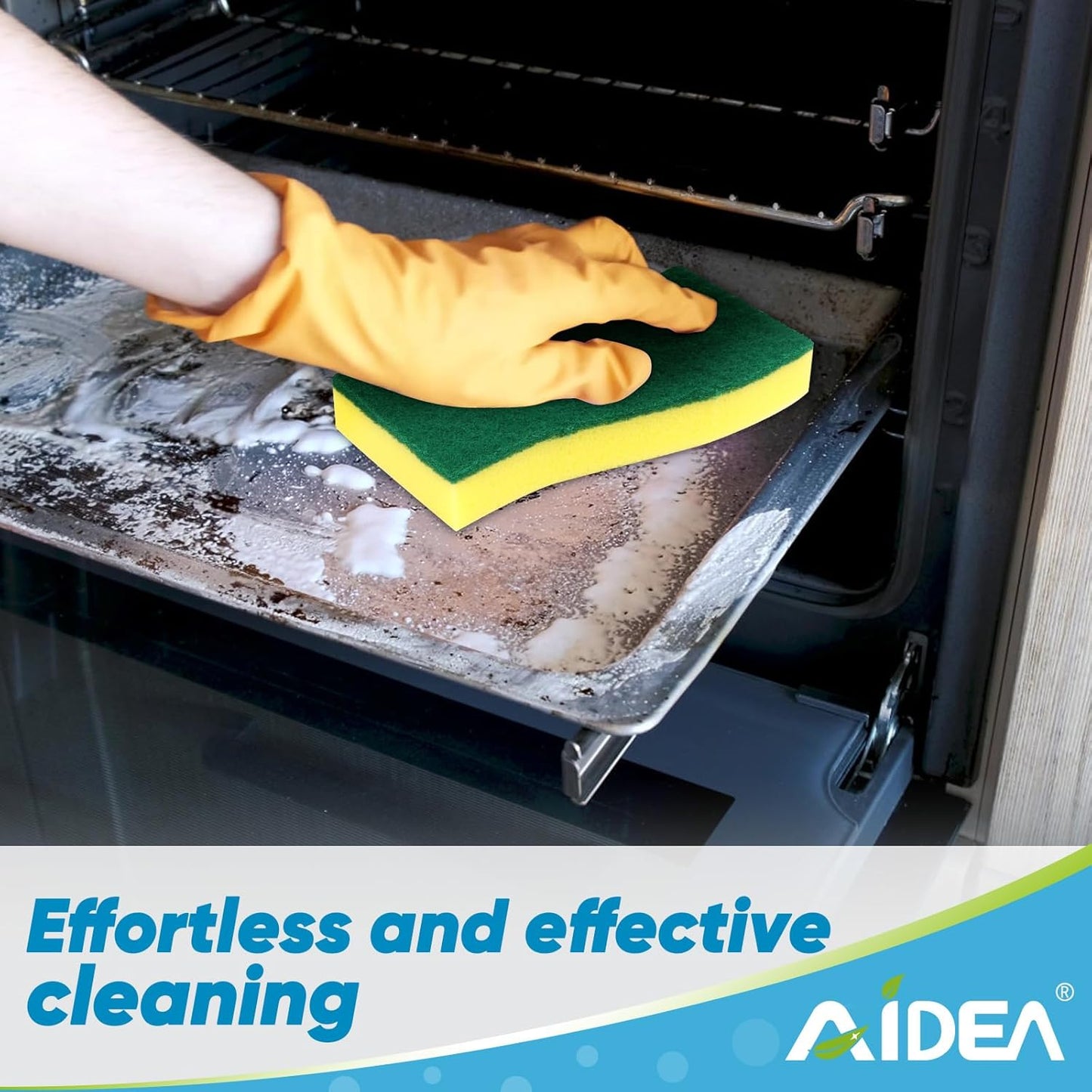 AIDEA Sponges Kitchen, XL Heavy Duty Dish Sponge, Cleaning Dish Scrubber Sponge for Home and Kitchen, Extra Large Cleaning Supplies for Pots, Pans, 24 Pack