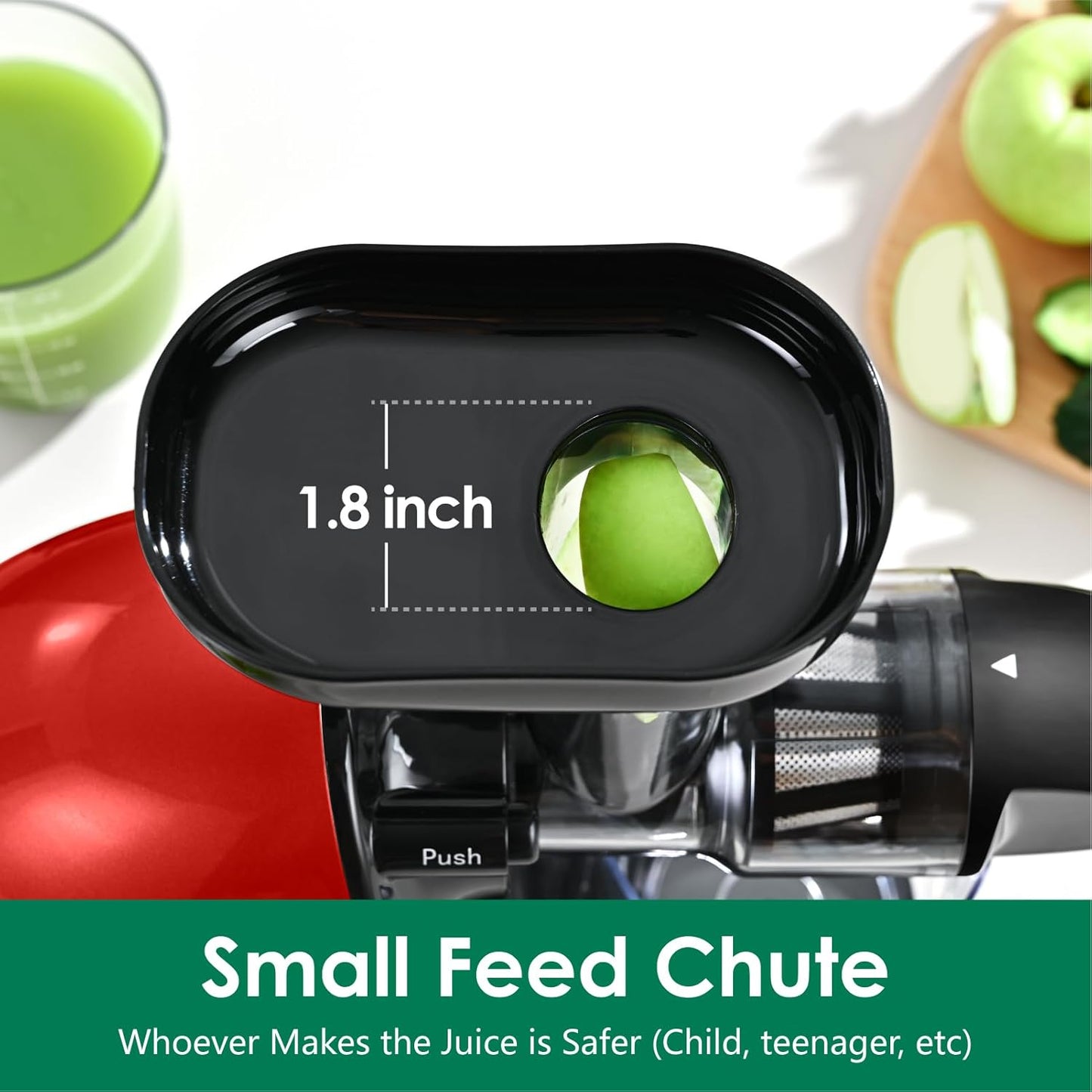 Slow Masticating Juicer,Brecious Cold Press Juicers with 2 Speed Modes & Quiet Motor,Juicers Machines Vegetable and Fruit with Reverse Function,Celery Juicer,BPA-Free,Easy to Clean (Red）