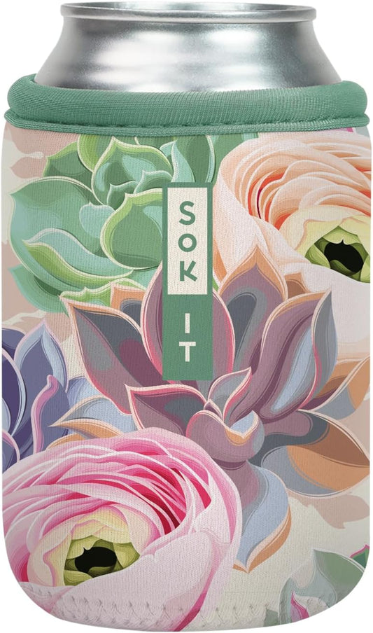 Sok It CanSok Sleeve for Beer & Soda Insulated Neoprene Cover (Pastel Splendor, 12oz Can Sleeve)