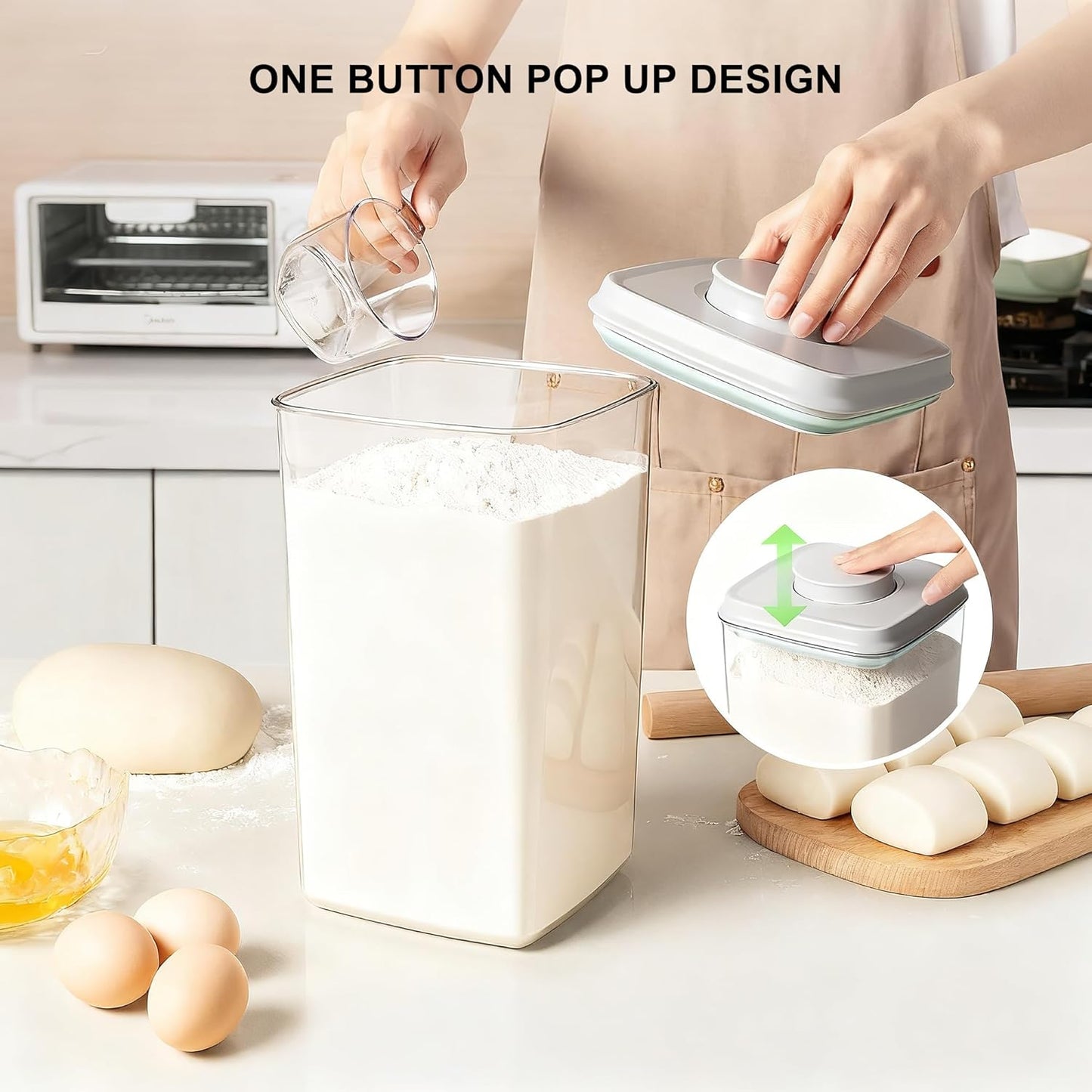 Pop Containers with Lids - Stackable Airtight Food Storage, Kitchen Pantry Storage Containers for Snacks Candy Salt Herbs Spices BPA-Free (4000ml / 4.2qt *2)