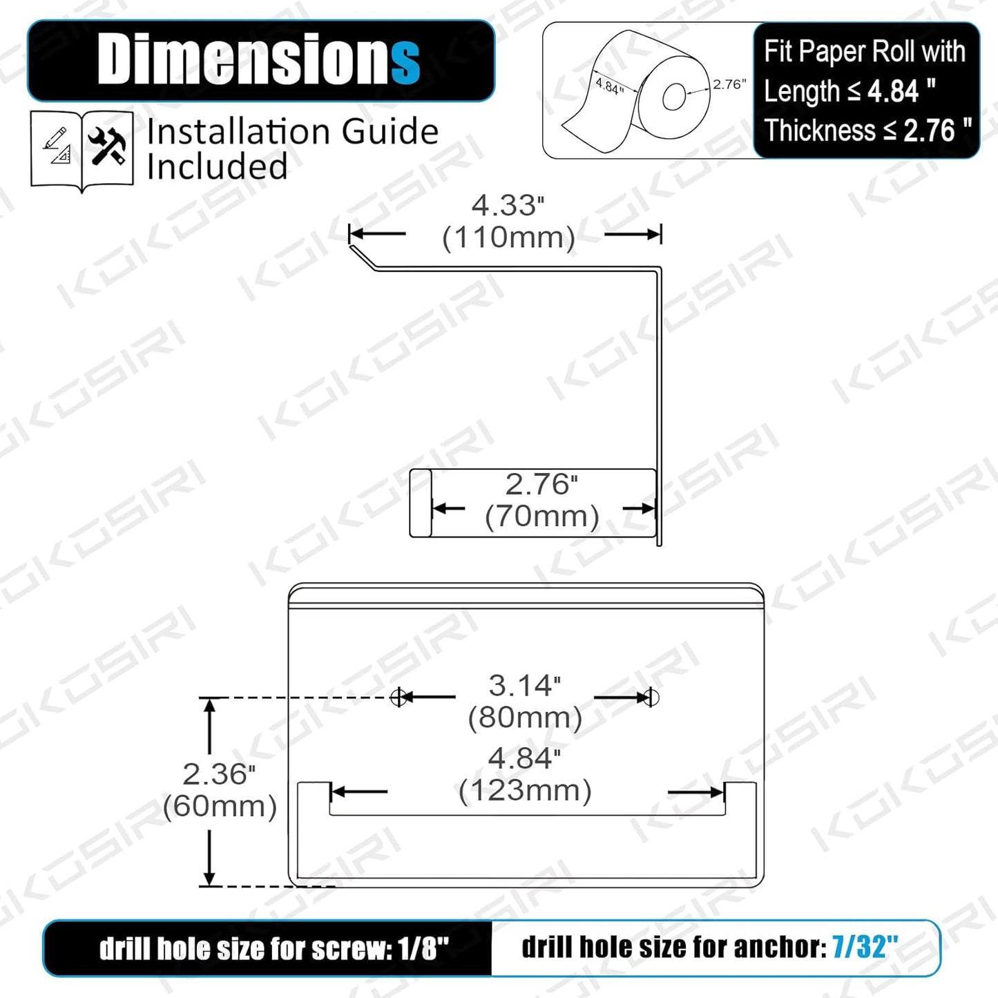 KOKOSIRI Toilet Paper Holder with Shelf Chrome Bathroom Toilet Roll Holder for Restroom T-304 Stainless Steel Wall Mounted, Polished Finish, B2010CH