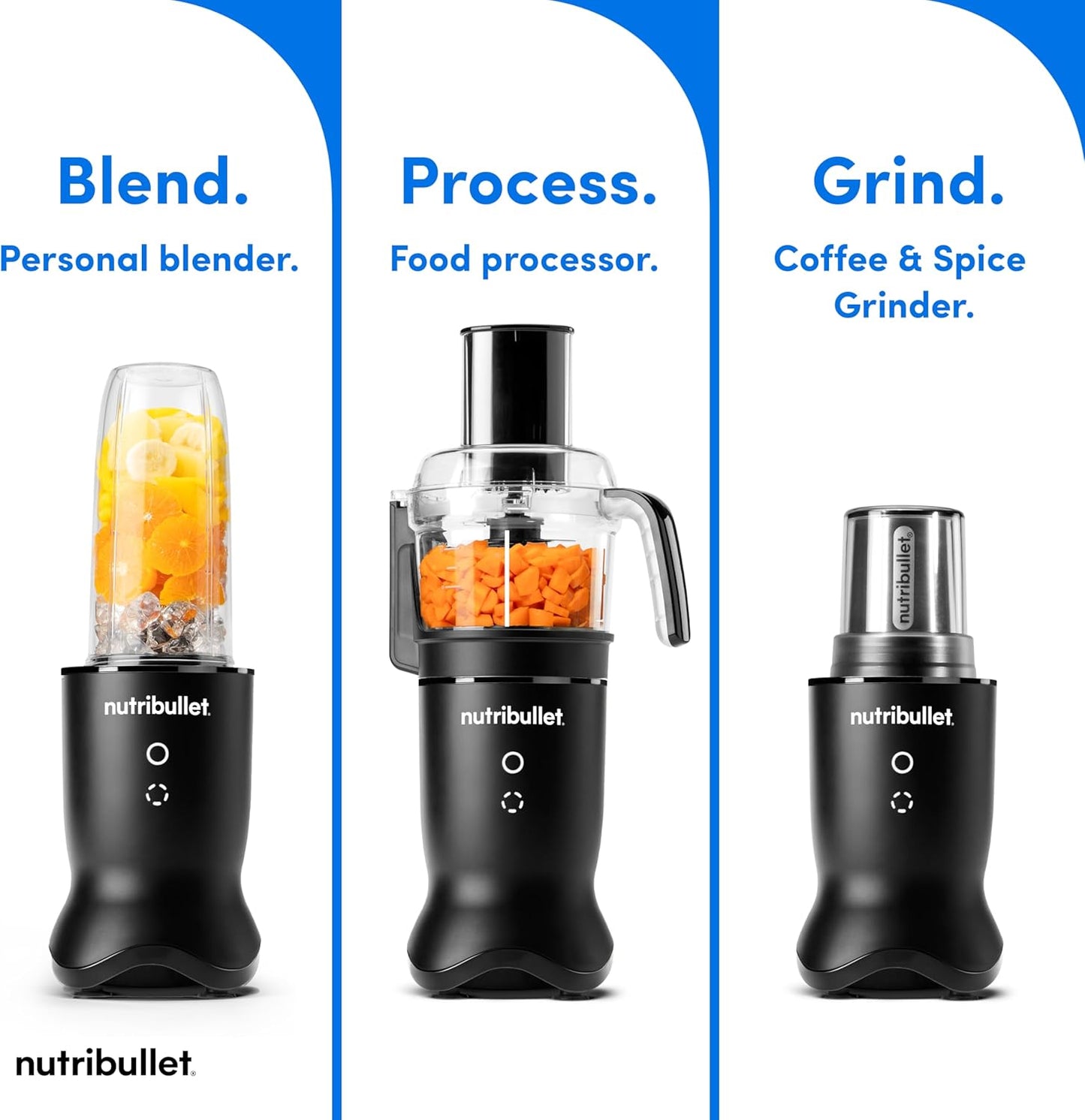 nutribullet® Ultra Plus+ 3-1 Compact Kitchen System, 1200W Kitchen System with Blender, Food Processor, and Coffee and Spice Grinder, 32oz and 24oz Blending Cups, 2-Cup Food Processor, Satin Black