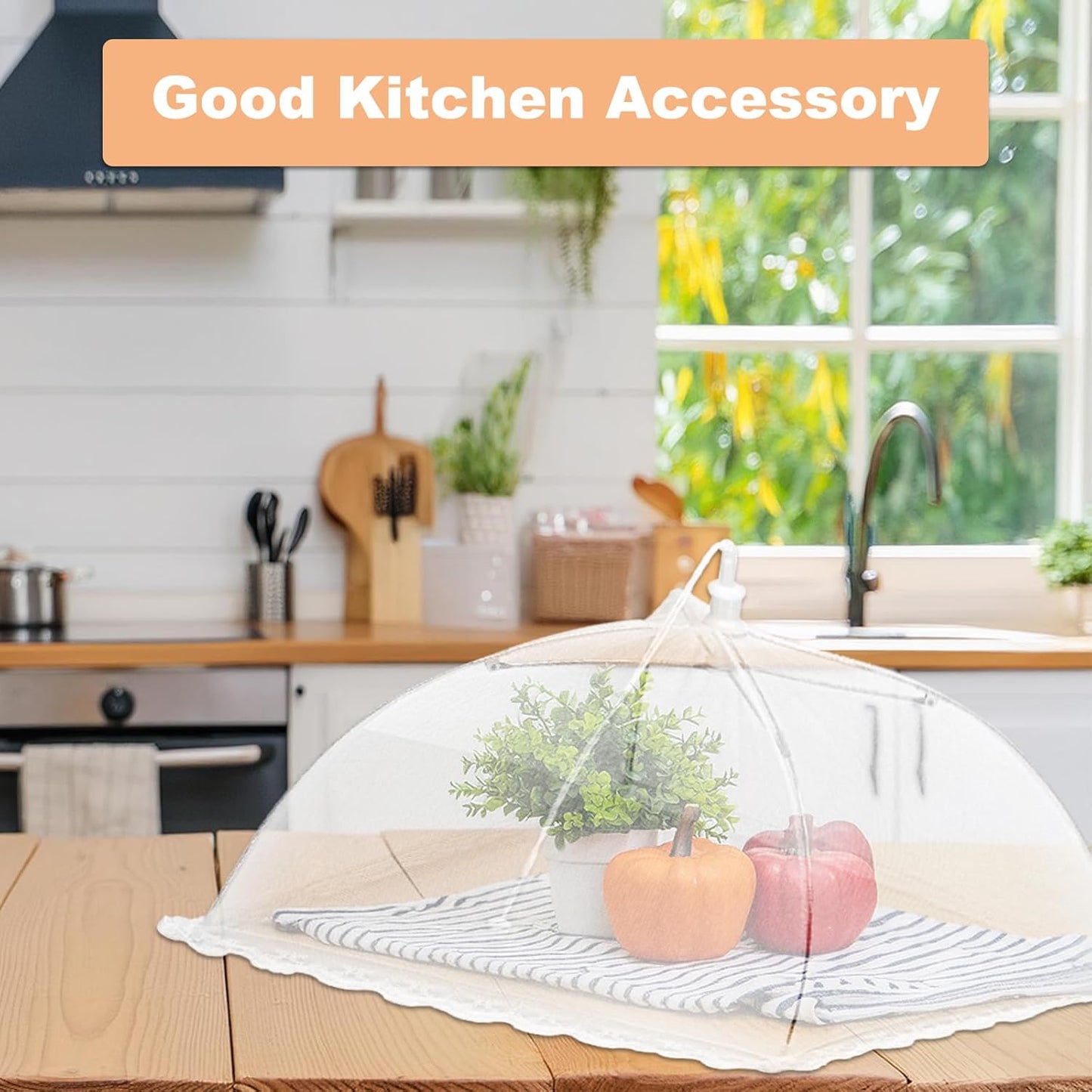 uxcell 3 Pcs Large and Tall Food Covers 17" Mesh Food Covers for Outdoors Collapsible Food Protector Covers Tent for Parties Outdoor Picnics BBQs, White