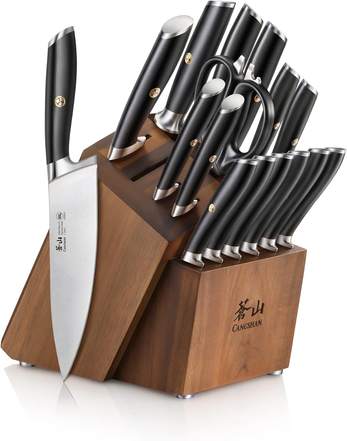 Cangshan L Series 17-Piece German Steel Forged Knife Set, 1026795 (Black)