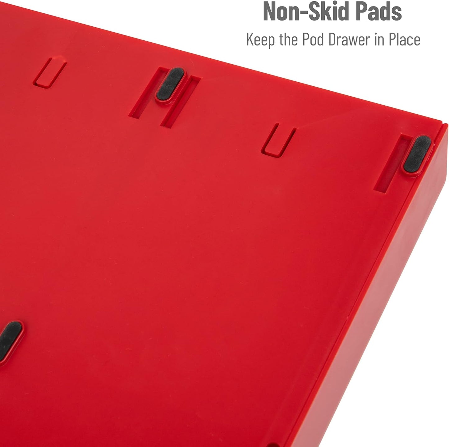 Mind Reader Single Serve Coffee Pod Organizer with 3 Drawers, 36 Pod Capacity, Countertop, 13.5"L x 12.25"W x 2.5"H, Red