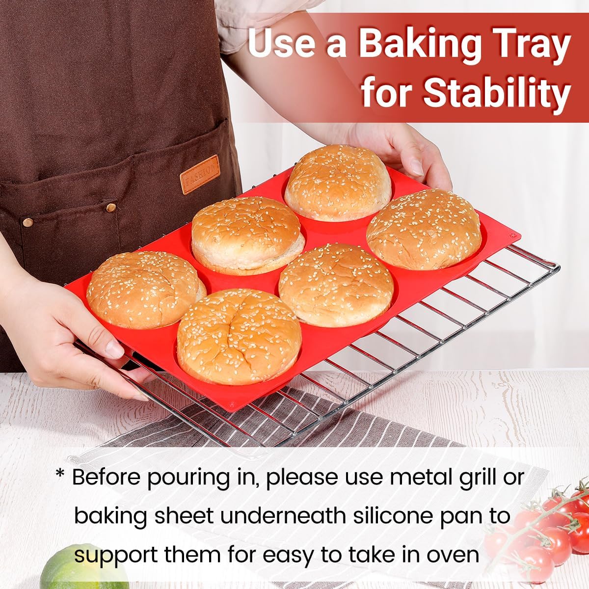 CAKETIME Muffin Top Pan, Jumbo Silicone Egg Molds for Breakfast Sandwiches 4 Inch Round Baking Pan for Oven English Muffins, Whoopie Pies, Corn Bread, Egg bites, Tarts 3 Pack Red