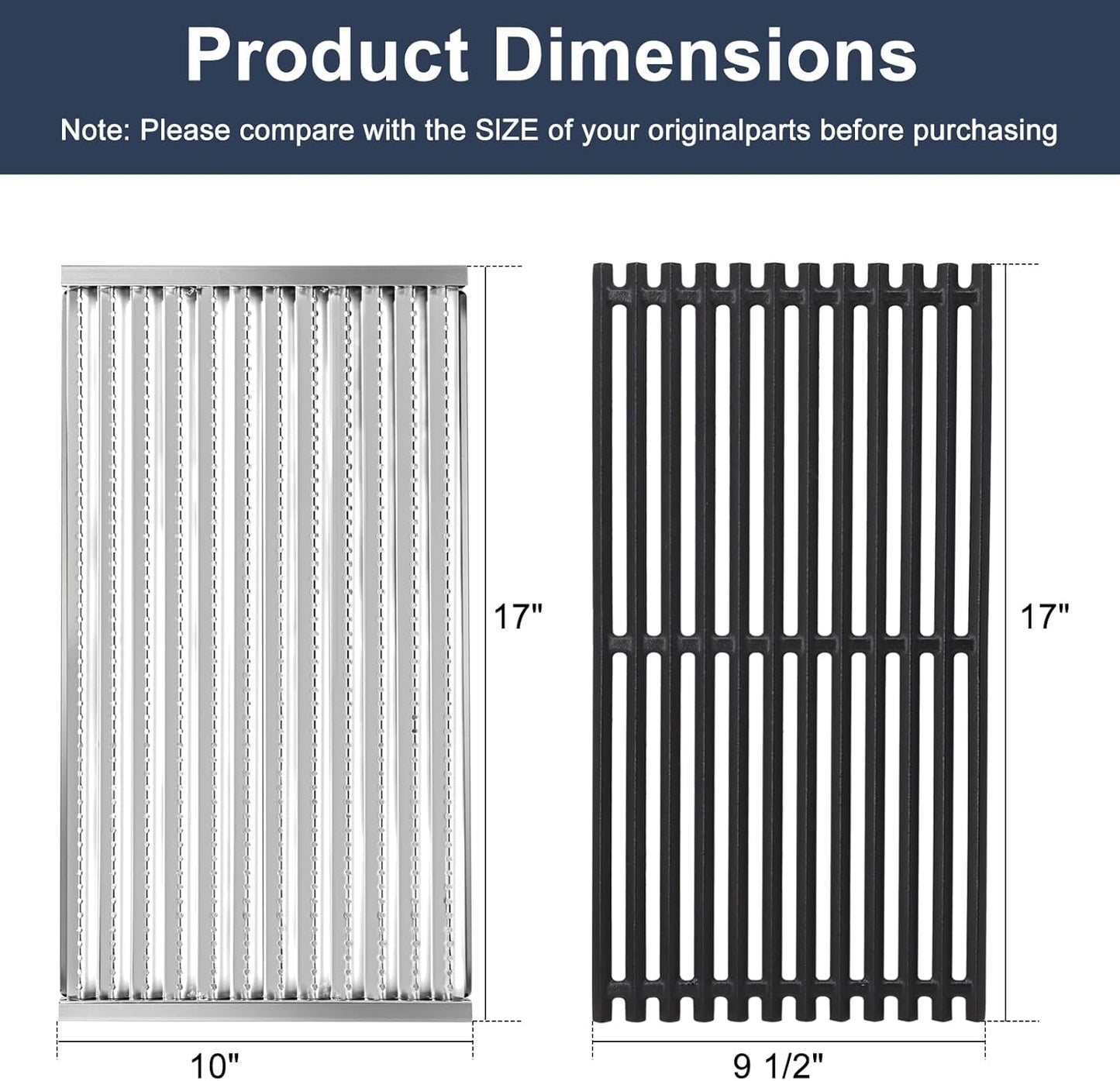 Criditpid Grill Replacement Parts for Charbroil 463242716 463257520 463242715 463276016, Burners, Heat Plate, Crossover Tubes, Ignitors, Cooking Grates & Emitter Plates for Charbroil Commercial Grill