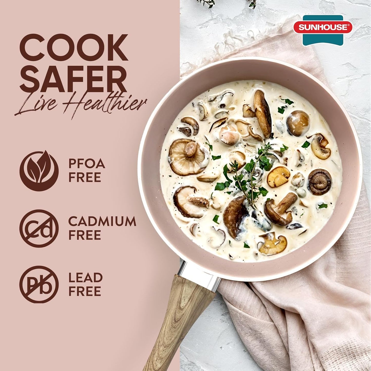 Sunhouse – Durable 9.5 Inch / 24 cm Nonstick Skillet, 4-Layer Non-Stick Frying Pan, PFOA-Free, Stay-Cool Handle, Induction Compatible with All Cooktops