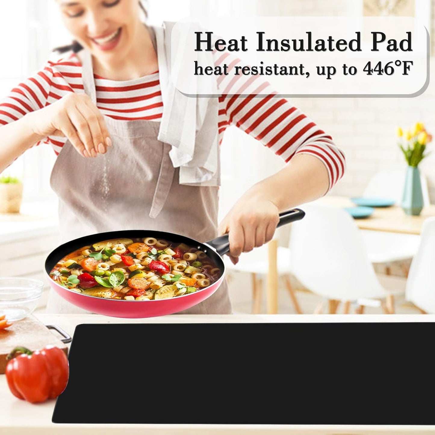 Gartful Silicone Mats for Kitchen Counter, Large Silicone Countertop Protector, Nonskid Heat Resistant Desk Saver Pad, Multipurpose Mat, Placemat (XL-28" x 20"x 0.06", Black)
