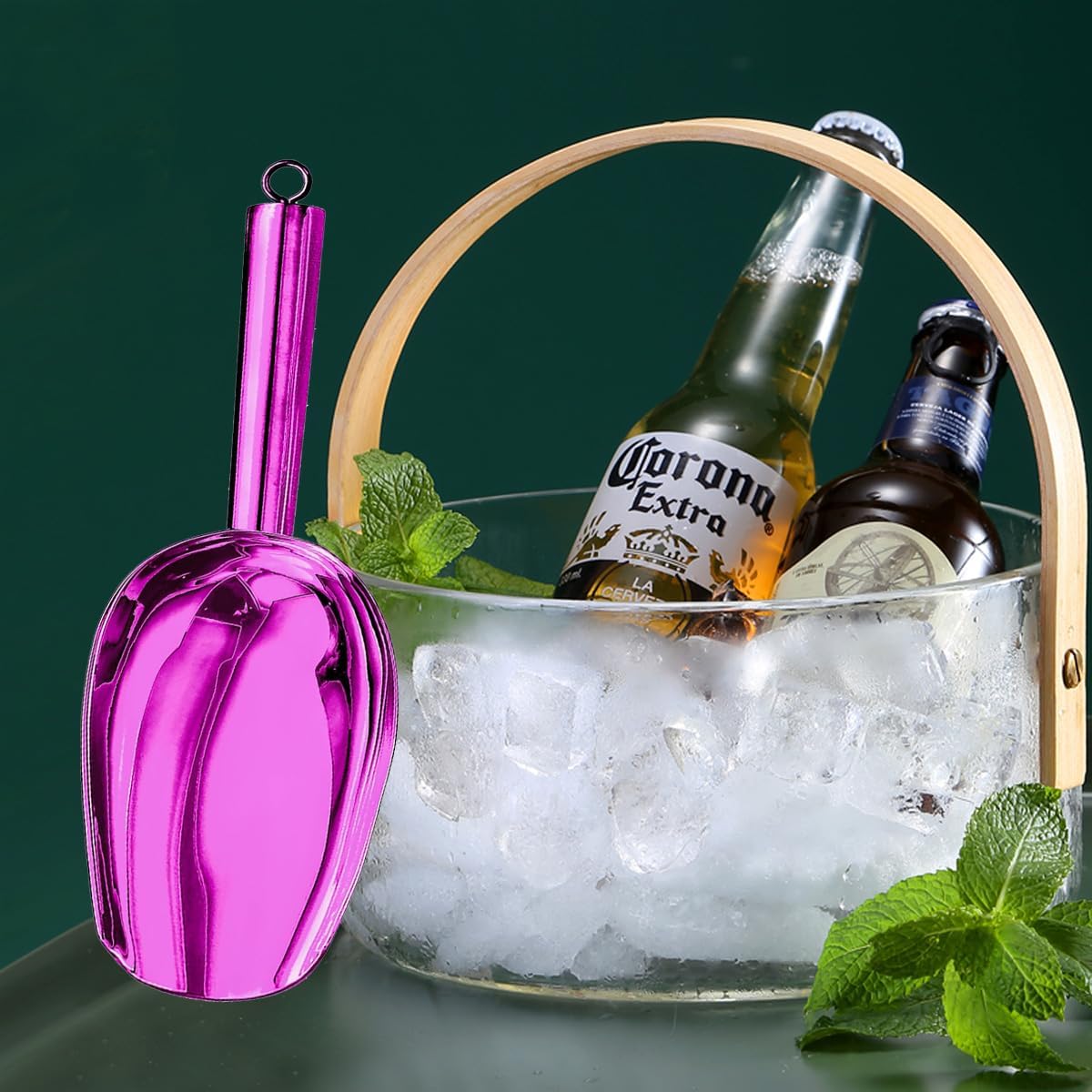 Metal Ice Scoop，Kitchen Ice Scooper for Ice Maker,Stainless Steel Small Ice Scooper for Freezer，Kitchen Gadgets Cookie Flour Pet Dog Food Scoop (purple, 3oz)