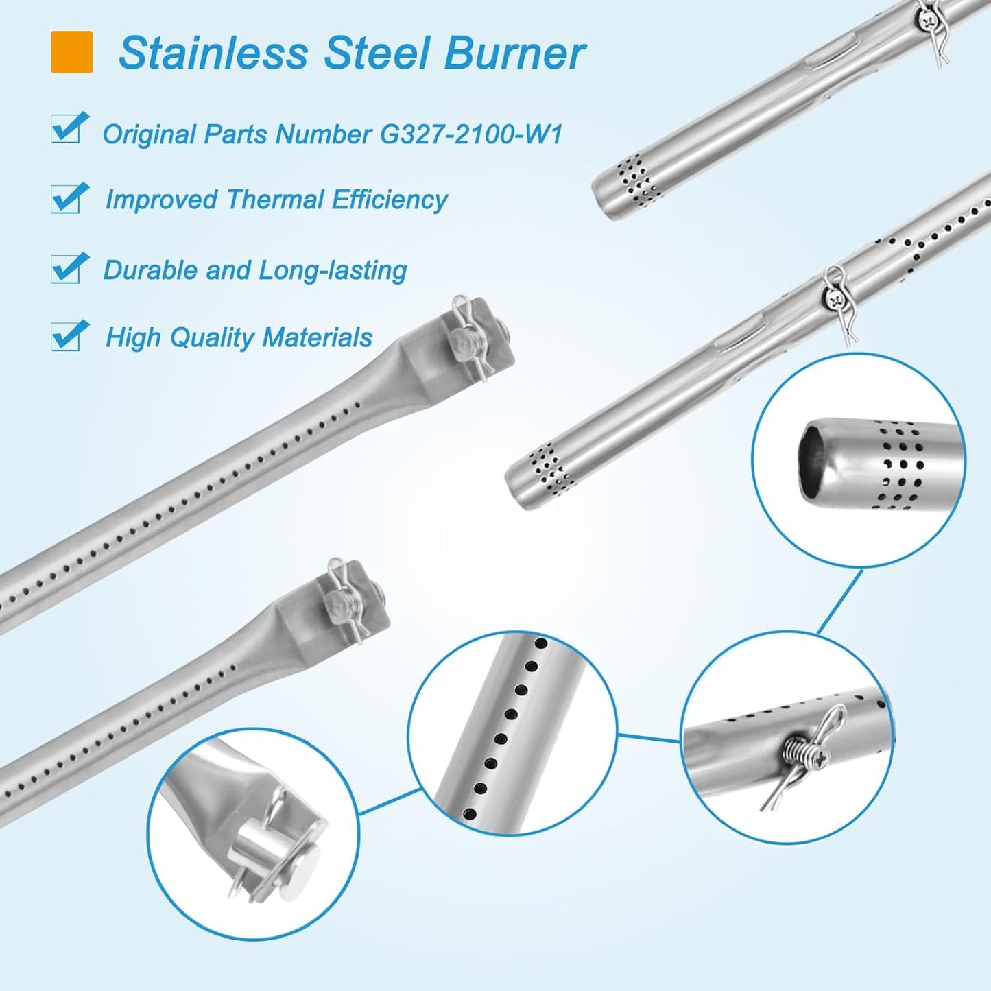 Grill Parts for Charbroil Performance 4-Burner 463352521 463354021 463365021 463365522 463366022, 17 inch Cooking Grate, Burner and Heat Plate for Charbroil Grill Replacement Parts 463351221