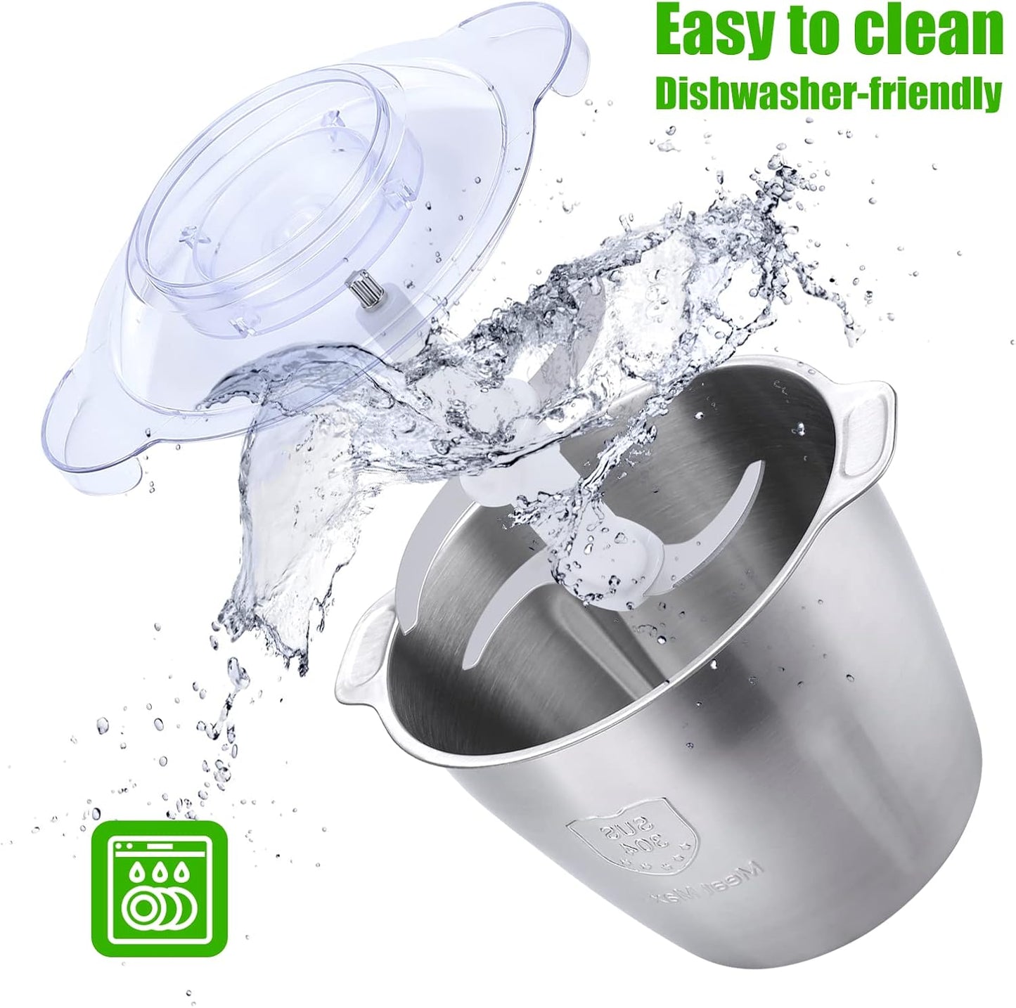 Food Processor, 2 Stainless Steel Bowls, 14Cup, 500W Powerful Electric Meat Grinder, 3 Speed Modes 4 Bi-Level Blades for Onion, Meat, Nuts, Fruit, Garlic, Vegetable, Baby Food