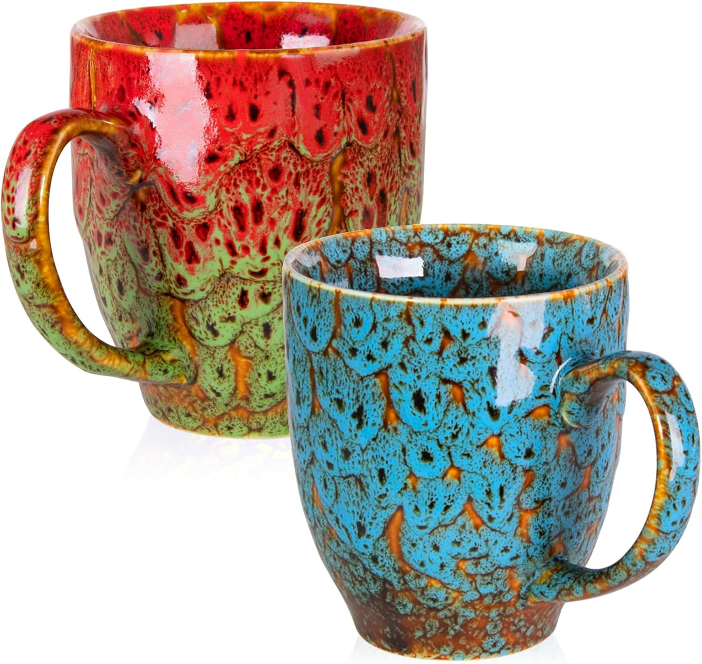 Set of 2 Durable 16 oz Coffee Cups, Large Coffee Mugs with Ergonomic Handle, Ceramic Mugs Dishwasher & Microwave Safe, Ideal Tea Mugs for Home, Office, Gifts (coffee, Tea, Hot Cocoa, Latte Cup)