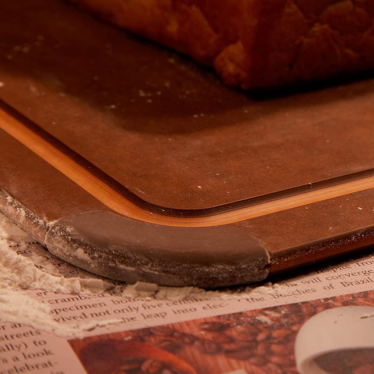 Cutting Board with Non-Slip Feet and Juice Groove for Kitchen, Wood Fiber Composite, 14.6-Inch by 10.8-Inch, Brown