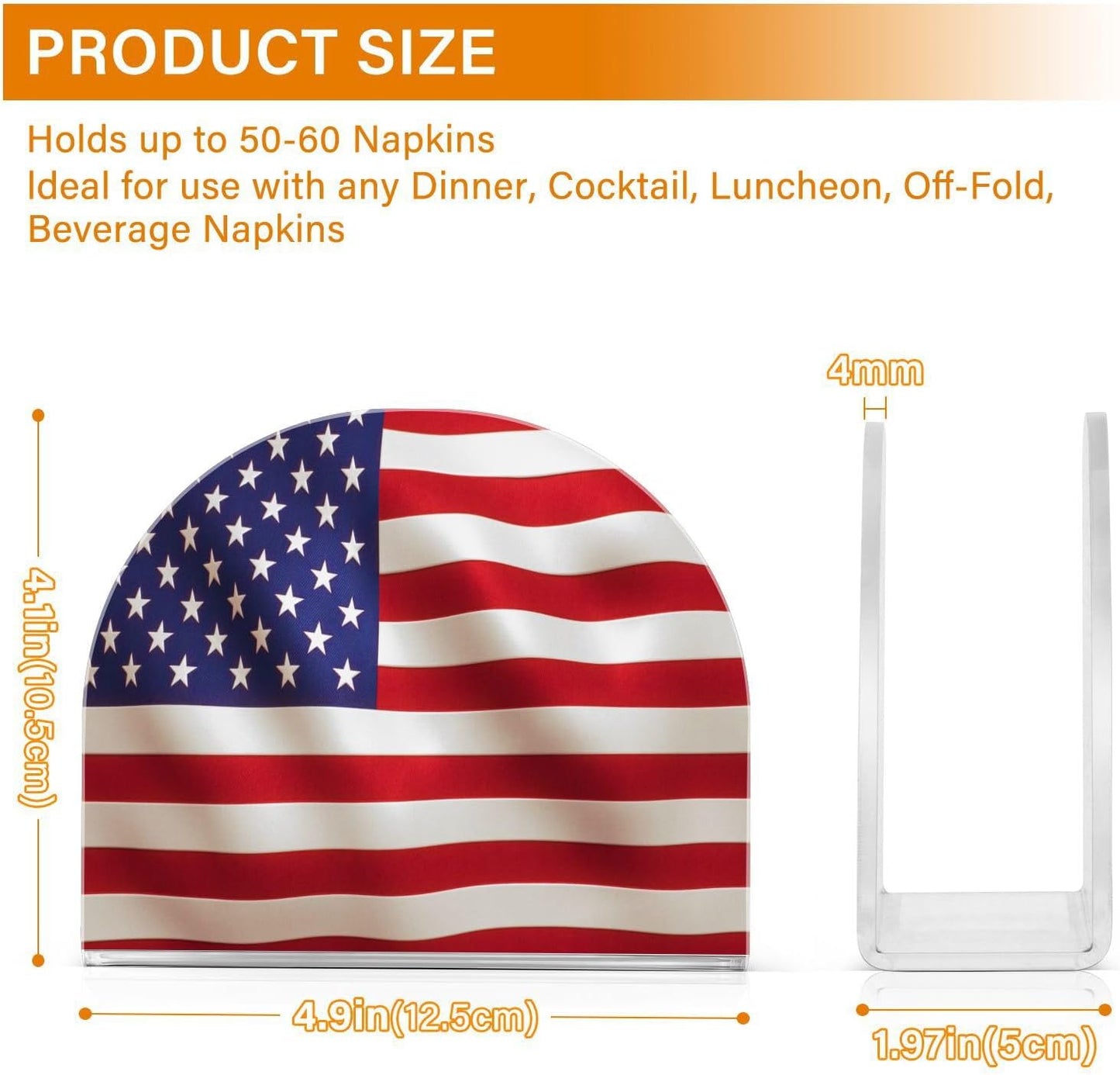 American Flag Napkin Holder for Table Paper Napkins Holder Acrylic Tissue Dispenser Kitchen Dining Room Bathroom Party Car Decor