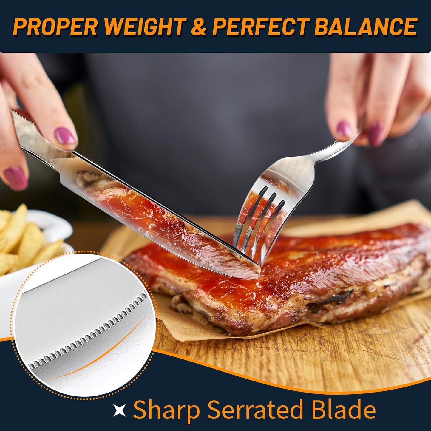 Silverware Set, 40 Piece Premium Stainless Steel Flatware Set for 8, Heavy Duty Silverware Cutlery Sets with Wavy Patterns, Spoons and Forks Set, Mirror Polished, Dishwasher Safe