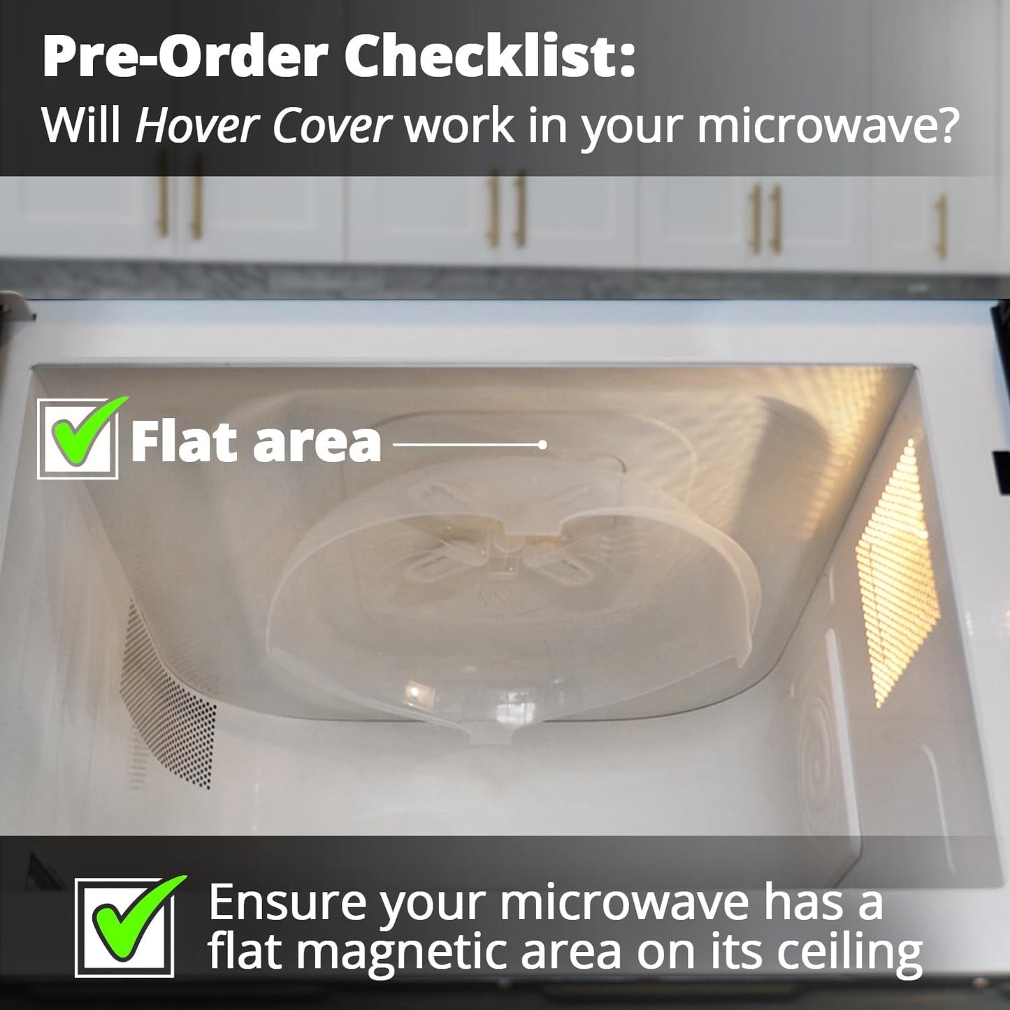 Magnetic Microwave Splatter Cover, Clear Microwave Cover for Food - Vented & Magnetic Microwave Food Cover, 12-inch, BPA-Free - White