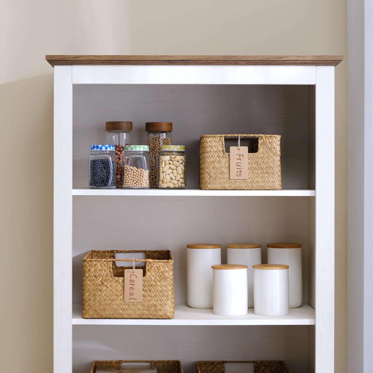 YANGQIHOME Wicker Baskets, [Set of 3] Woven Baskets for Storage, Seagrass Storage Baskets for Organizing with Built-in Handles, Open Storage Bins, Multisize, Natural