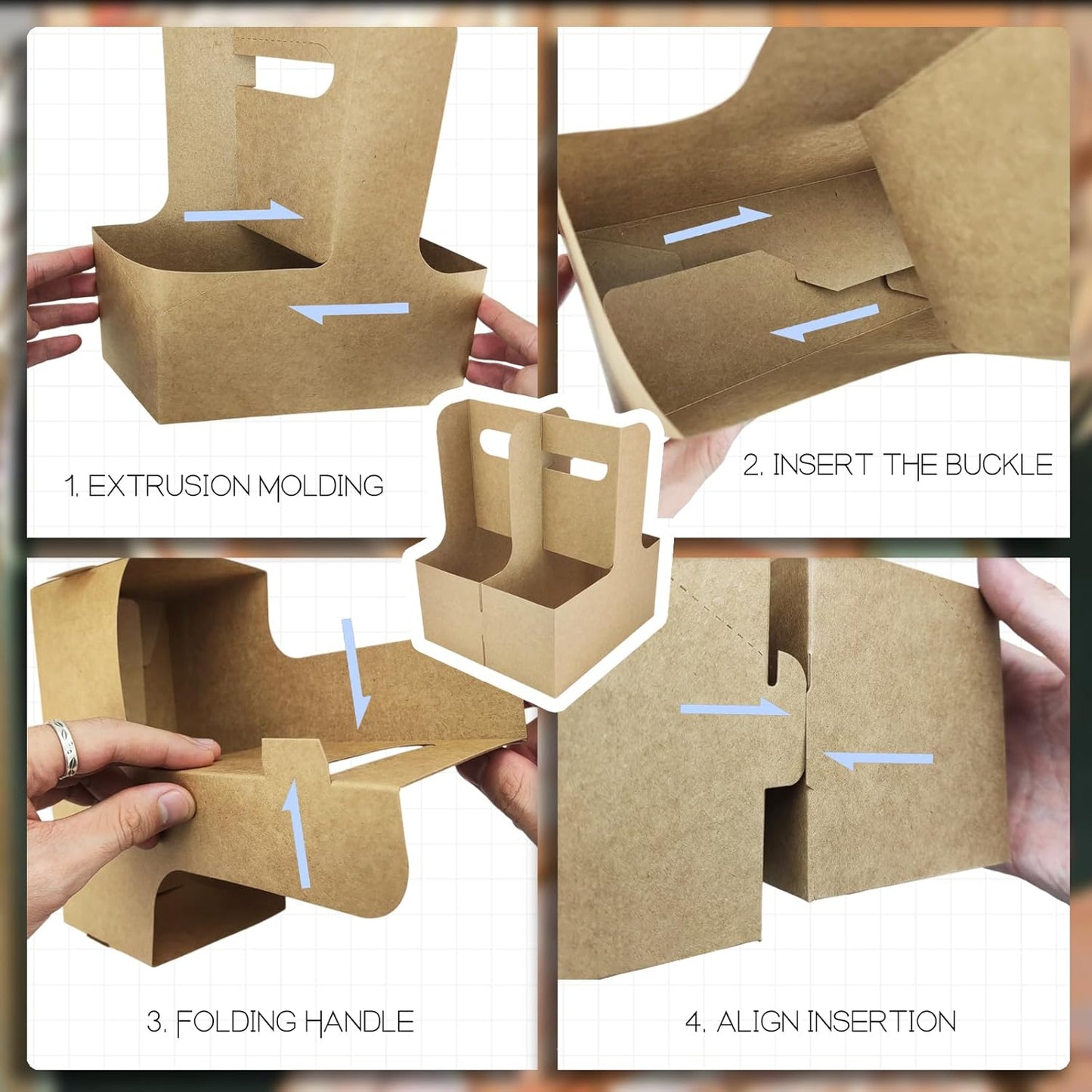 2 Cup Disposable Drink Carrier for Delivery with Handle,30 Count Kraft Paperboard Cup Holder,Cup Carriers for Hot or Cold Drinks,Coffee Carrier, Food Delivery,Take Out Cup Carriers (Brown, 30 PCs)