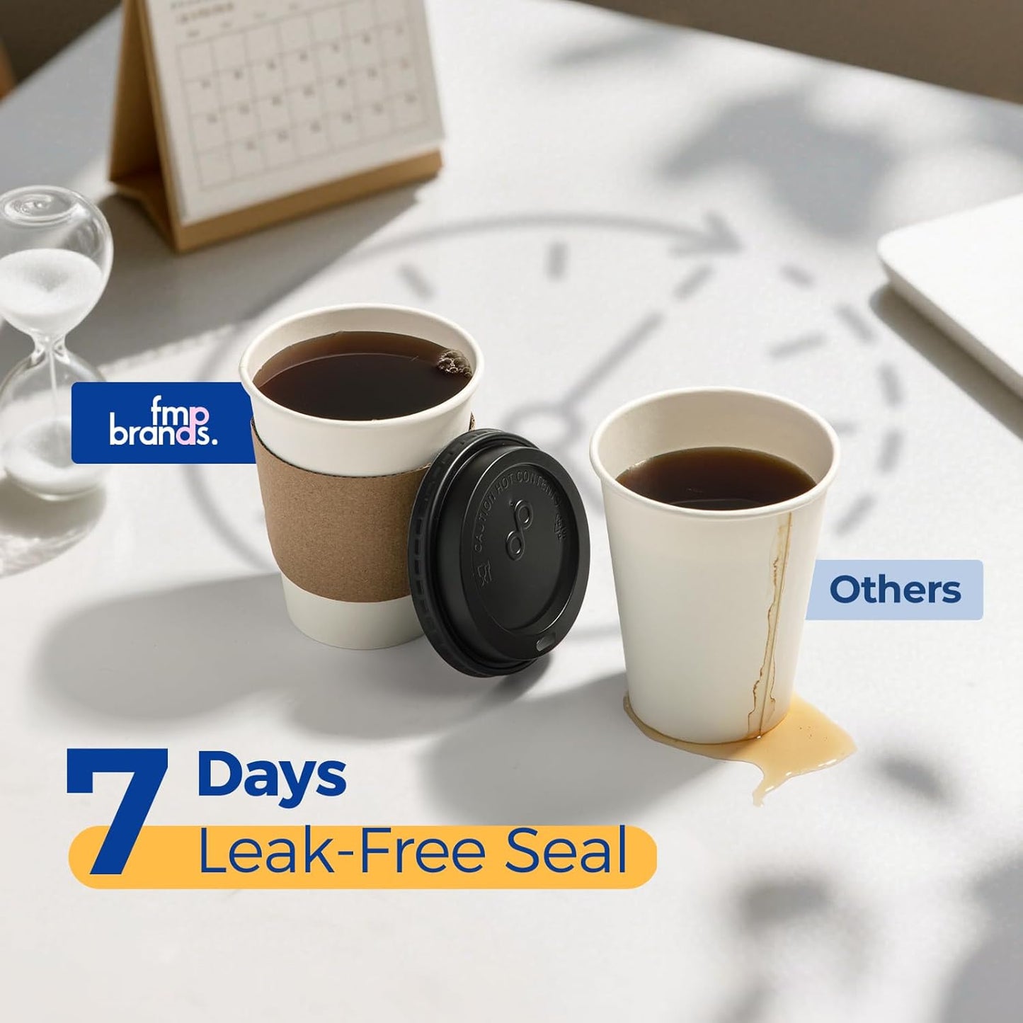 Fit Meal Prep 50 Pack 12 oz Disposable Coffee Cups with Lids, Sleeves, Leak-Proof To Go Coffee Cups with Lids, Durable Paper Cups for Hot Beverage, Home, Office, Party