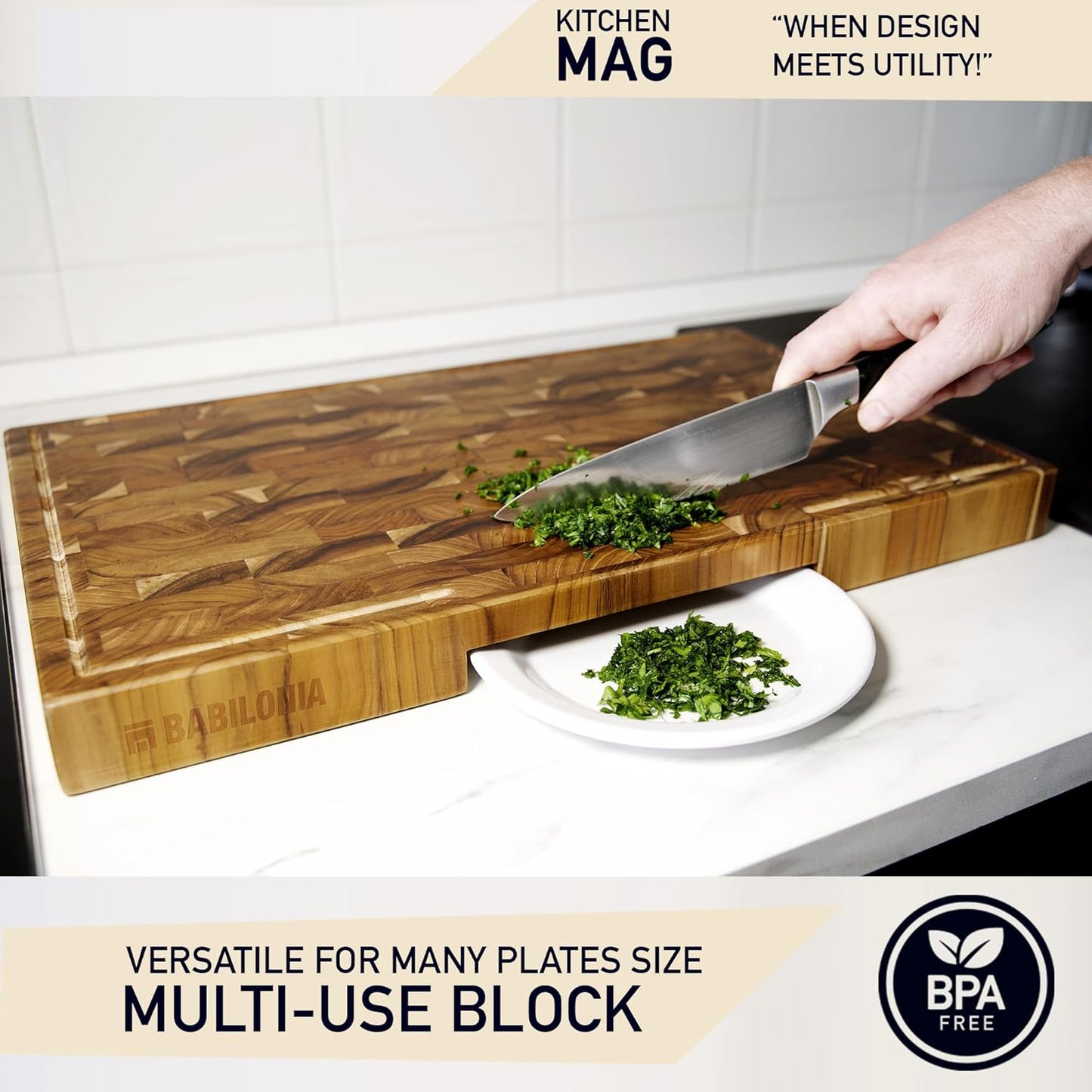 Teak Cutting Boards for Kitchen (ExtraThick 1.7"). Premium Quality Butcher Block, Charcuterie Board. Heavy Duty End Grain Wood Chopping Board 15.7"L x 10.2"W with Handle (Oil bottle & Plate included)