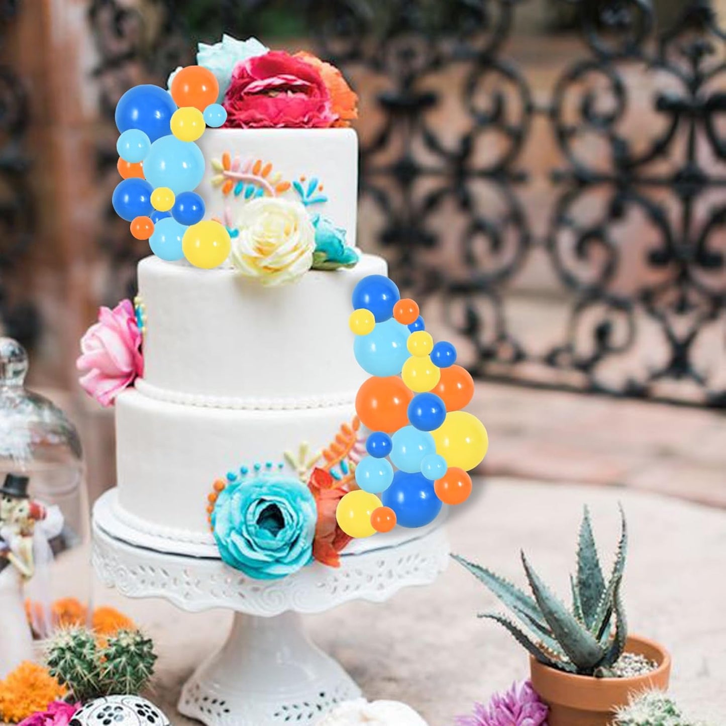 BEISHIDA 40 Pcs Foam Ball Cake Toppers with Sticks Mini Cake Decorations for Birthdays, Weddings, Baby Showers, DIY Baking Supplies, Anniversary Party (Blue，Orange，Yellow)