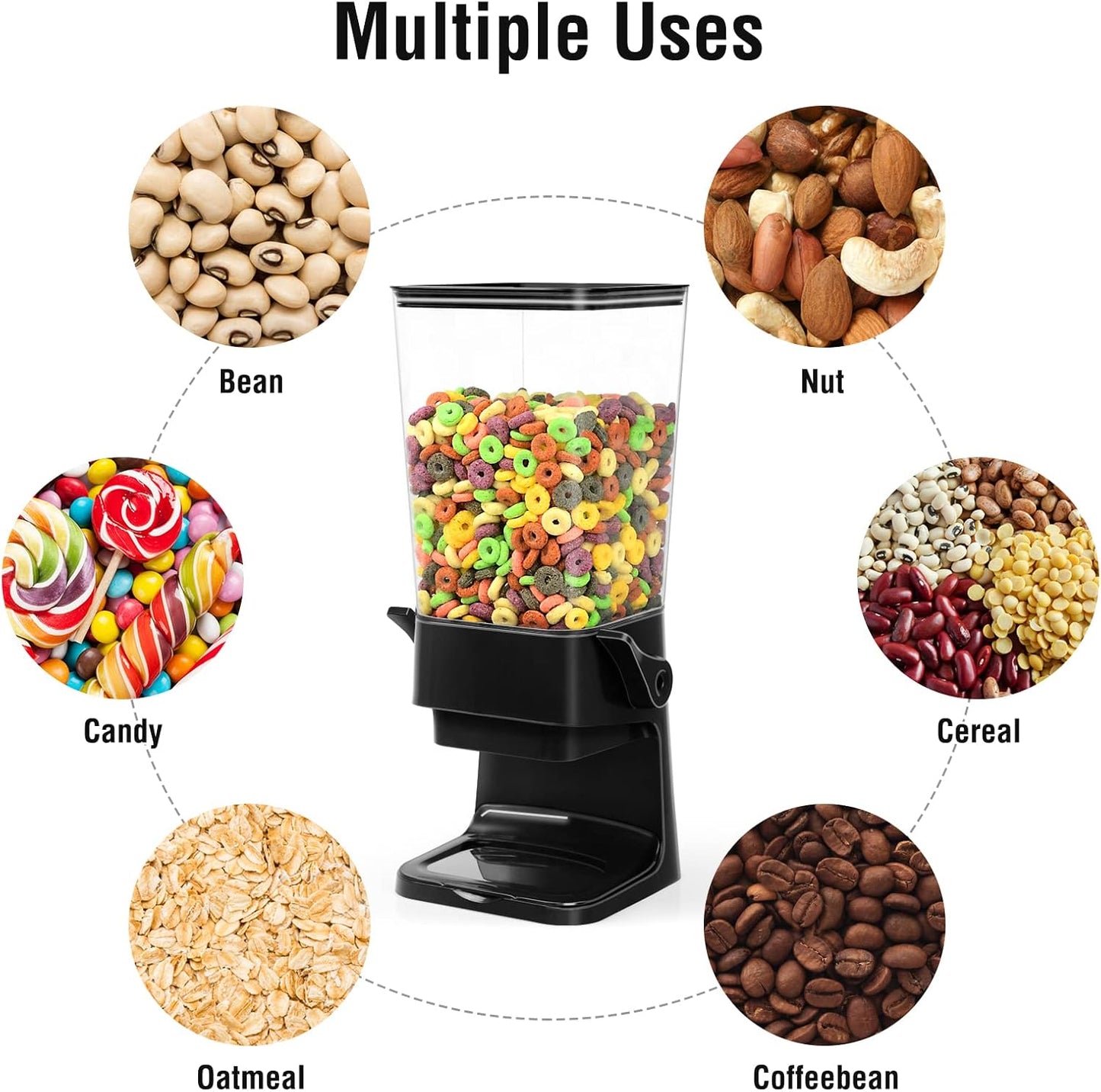 Cereal Dispenser Countertop 2 Pack 5.5 Qt Large Cereal Storage Container Holder Dispenser for Pantry Dry Food Snack Nut Candy Dispenser Countertop Kitchen Organization Storage for Oatmeal Granola
