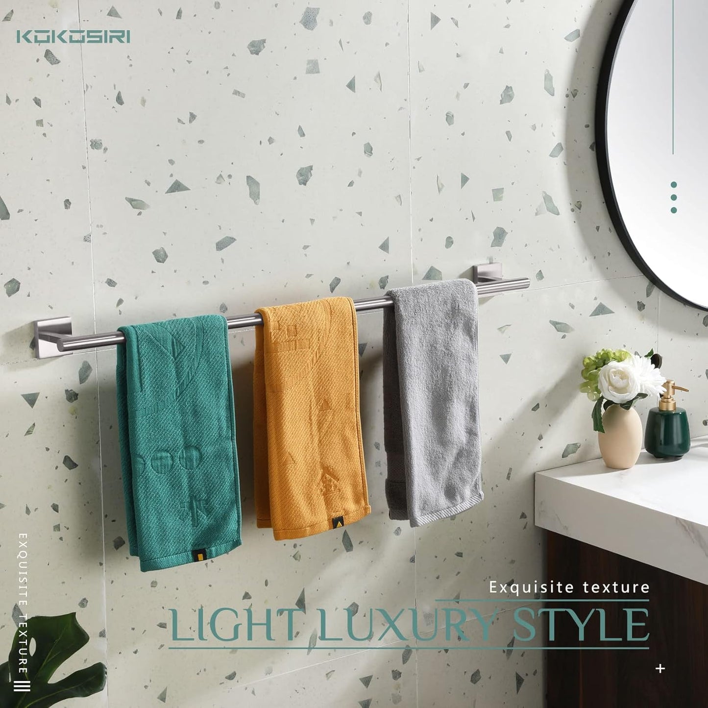 KOKOSIRI Towel Holder Bathroom Accessory Towel Bar for Bath Kitchen Necklace Holder 32 Inch Brushed Nickel Stainless Steel B4005BR-L32