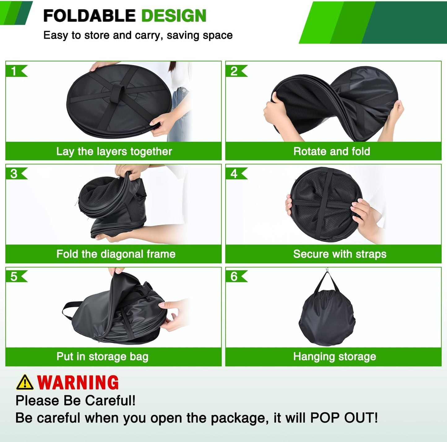 Yesker 8 Layer Herb Drying Rack Hanging Mesh Net Foldable Plant Drying Racks 24" Diameter with Green Zipper & Hook Dryer Hanging Rack for Herbs Seed Bud Fruit Clothes Grow Tent Closets Garden Outdoor