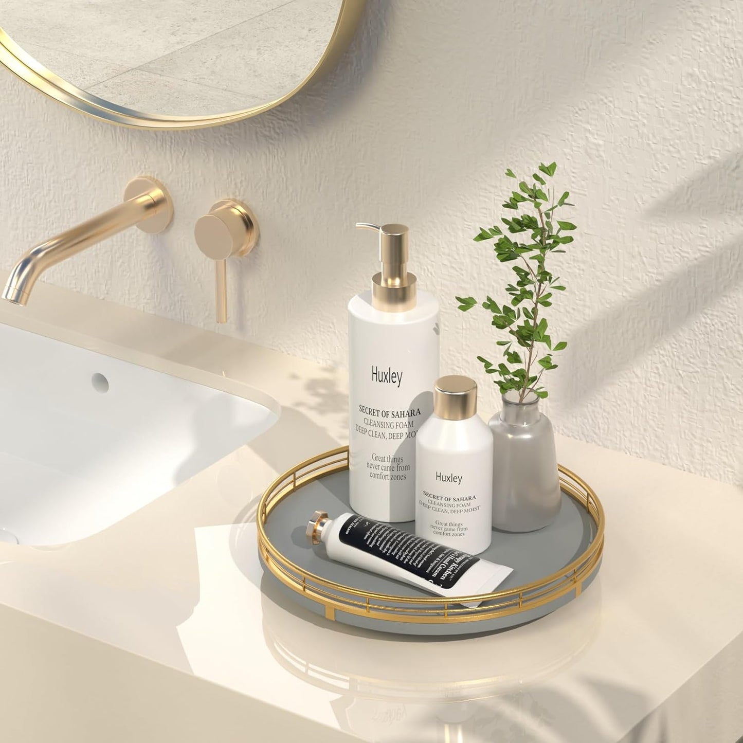 10" Wooden Lazy Susan Turntable for Cabinet – Rotating Spice Rack Organizer, Small Gray Kitchen Countertop Round Tray for Dining Table & Pantry Storage