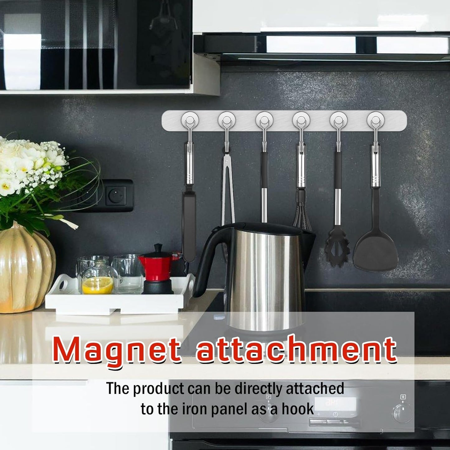 FINDMAG Strong Magnetic Hooks, 40lbs+ Magnetic Hooks Heavy Duty 2025 Cruise Ship Essentials, Strong Neodymium Magnet Hooks for Classroom, Home, Refrigerator, Locker Accessories, 6 Pack, Silver