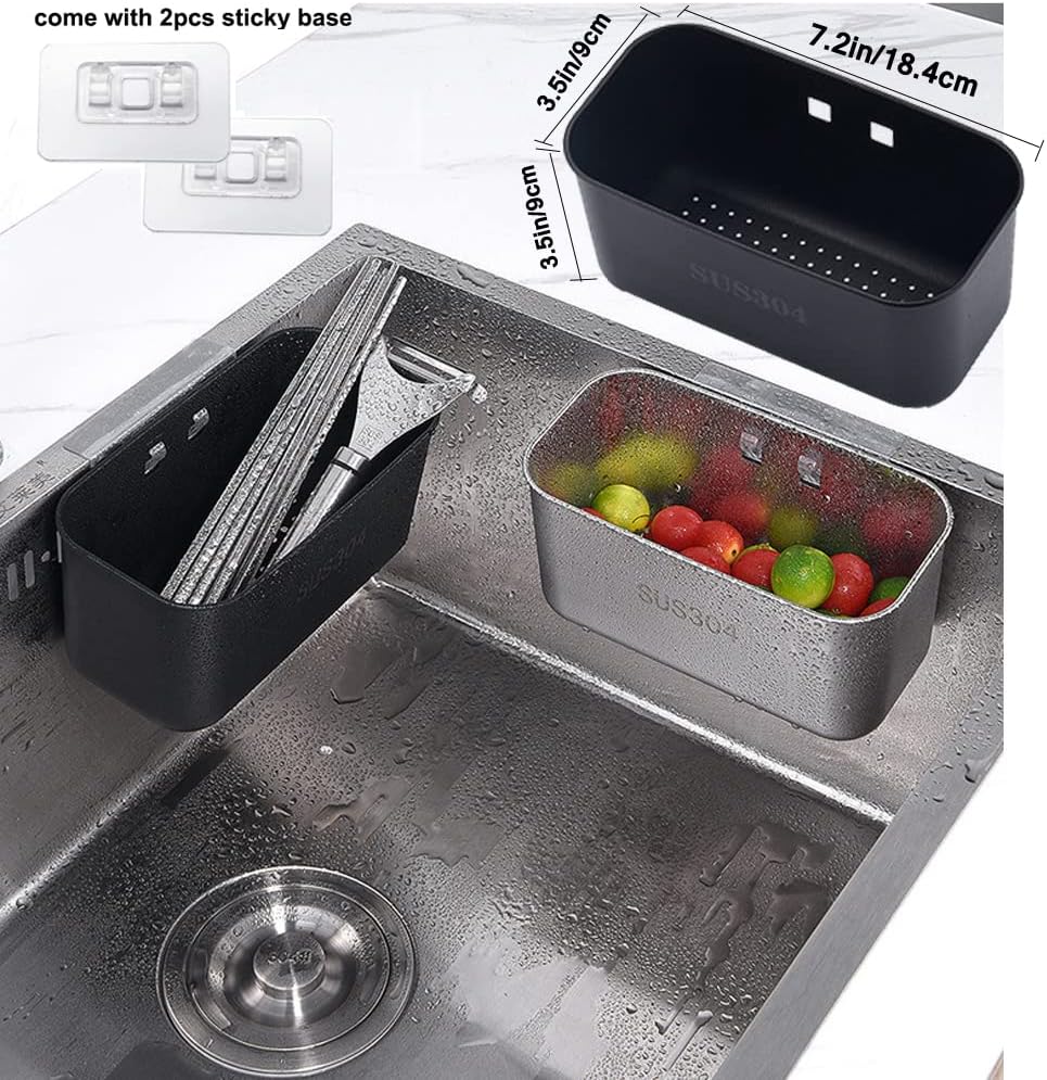 Multifunction Sink Strainer Kitchen Food Catcher Sink Strainer Basket for Filter Kitchen Waste and Wash Vegetables Fruits… (Black)