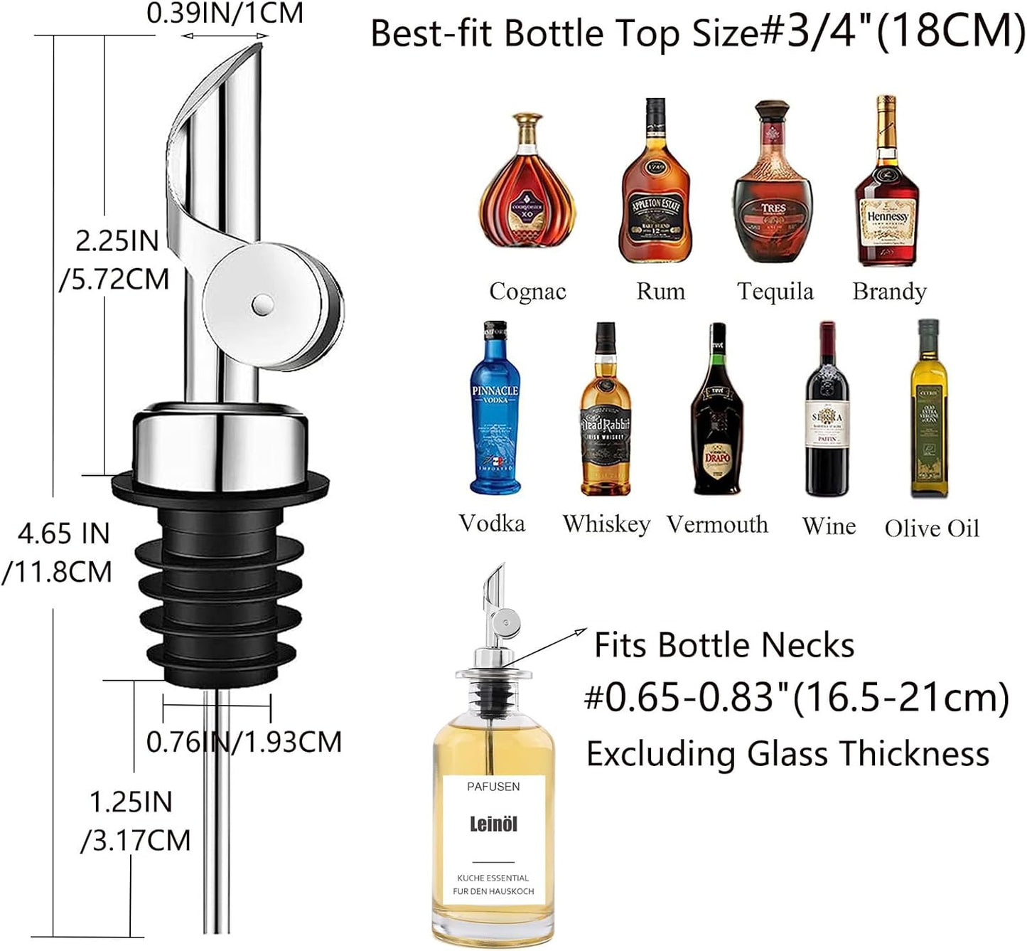 Pafuen Auto Liquor Pour Spout (4, Silver)