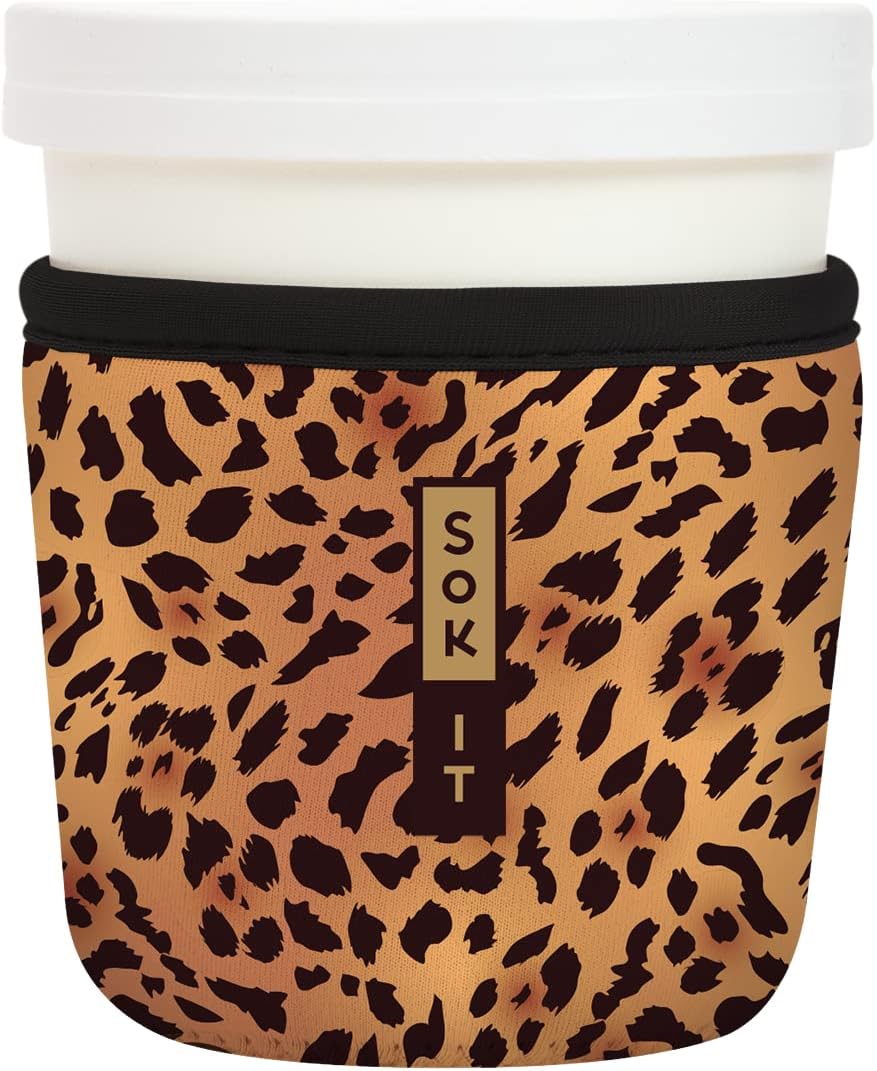 Sok It IceCreamSok Insulated Neoprene Cover (Classic Leopard, Tapered Ice Cream Pints)