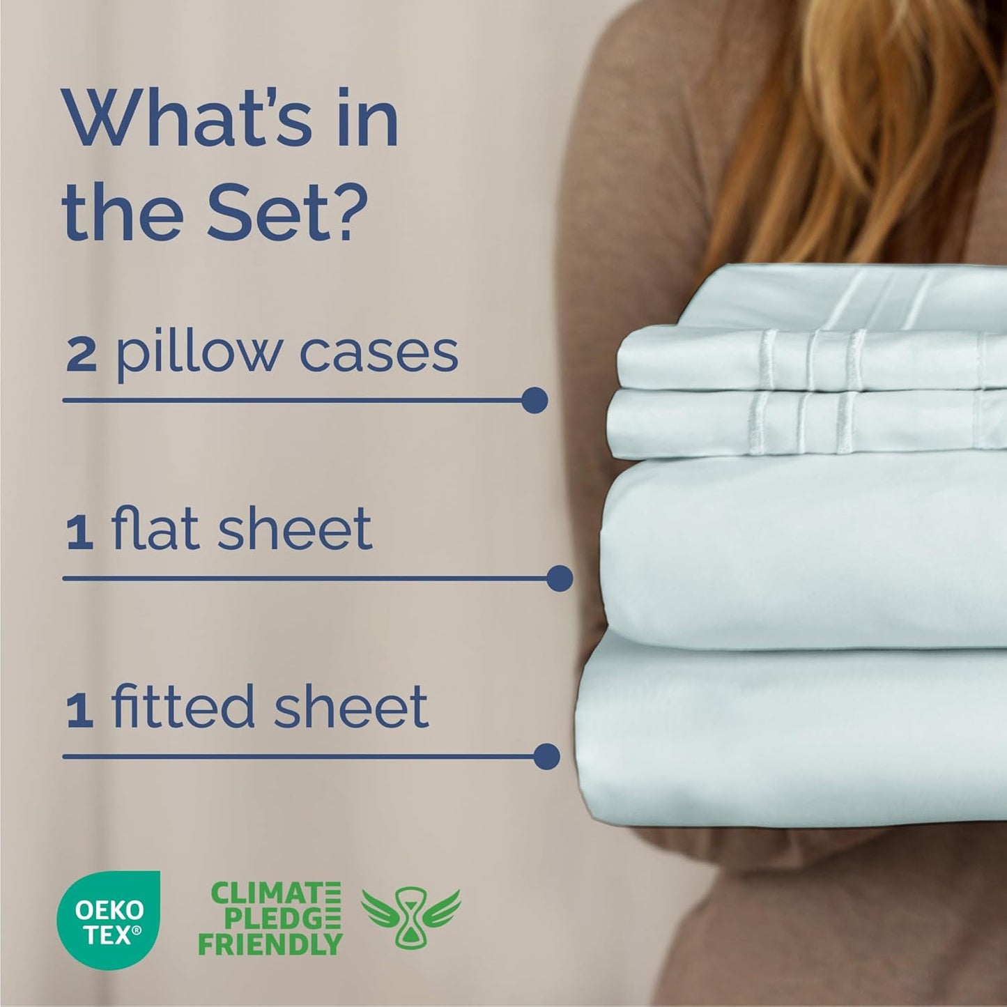 Cal King Size 4 Piece Sheet Set - Comfy Breathable & Cooling Bed Sheets Set - Hotel Luxury Bedding for Women, Men, Kids, Teens, Boys & Girls - Deep Pockets, Soft, Wrinkle Free - Oeko-Tex - Ice Blue