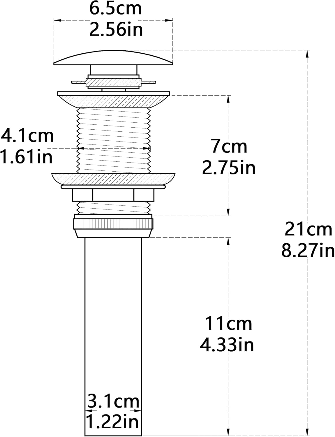 Bathroom Toilet Antique Solid Brass Pop up Drain Sink Drain Faucet Stopper Large Pop Without Overflow