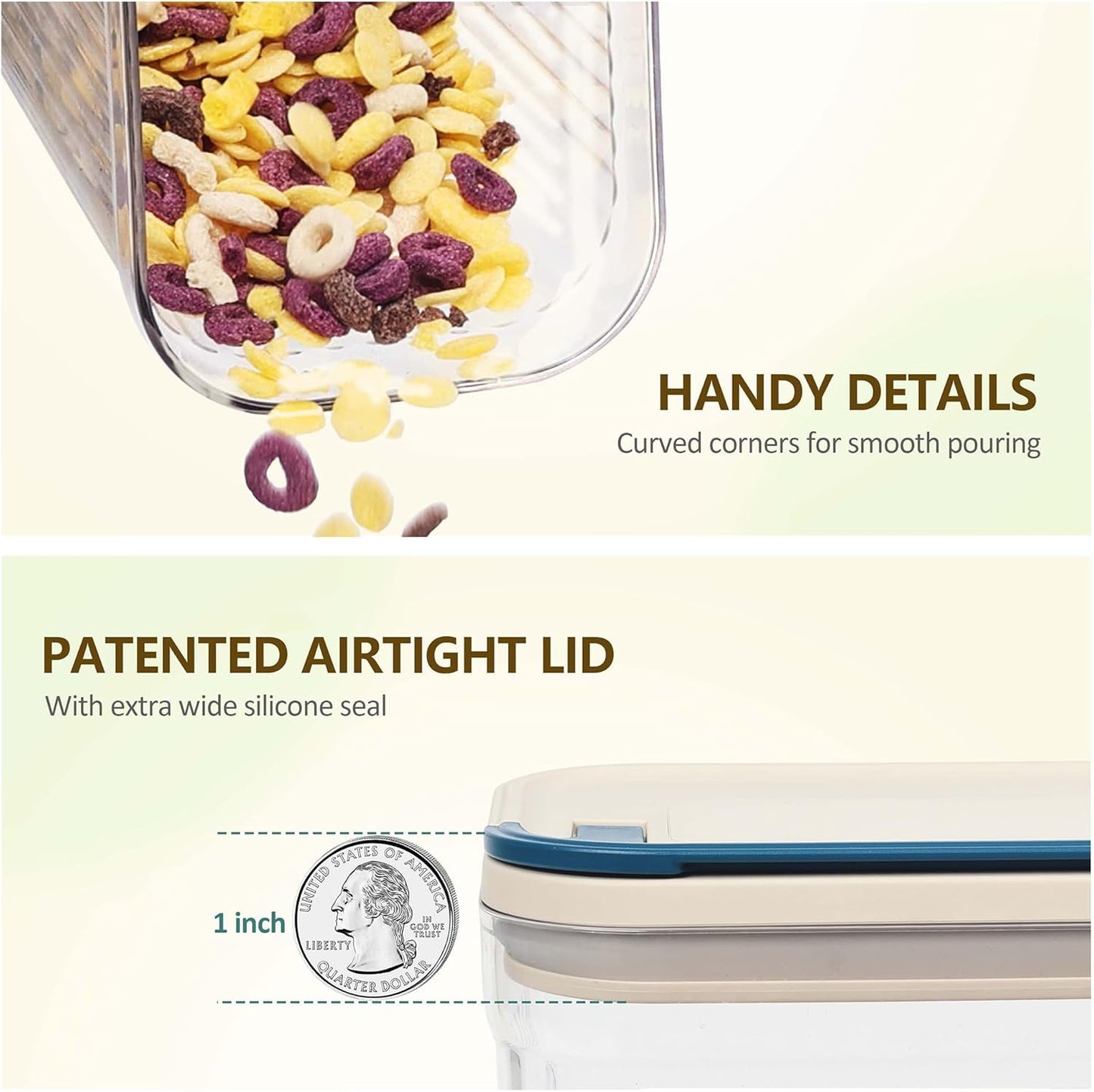 2 PACK 3.2L Food Storage Containers with Airtight Lids, 12" Tall Jar Food Container, BPA Free, Dry Food Storage for Pasta, Spaghetti, Cereal, Flour Pantry Organization, Cream