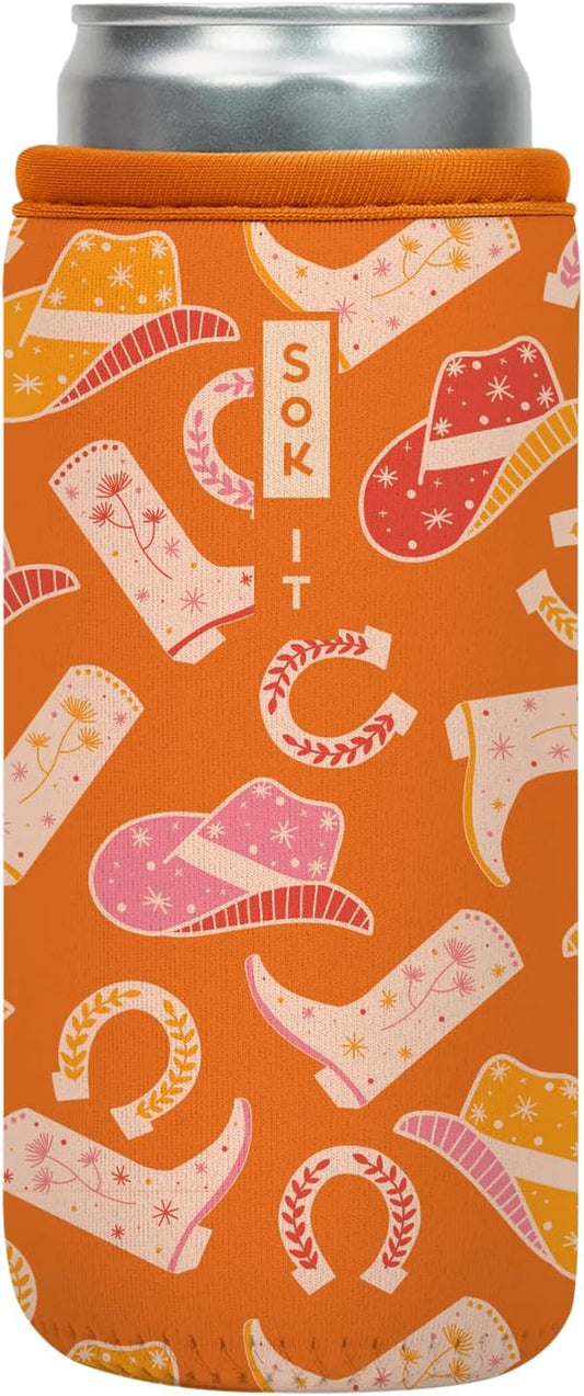 Sok It CanSok Sleeve for Beer & Soda Insulated Neoprene Cover (Cowgirl Couture, 12oz Slim Can Sleeve)