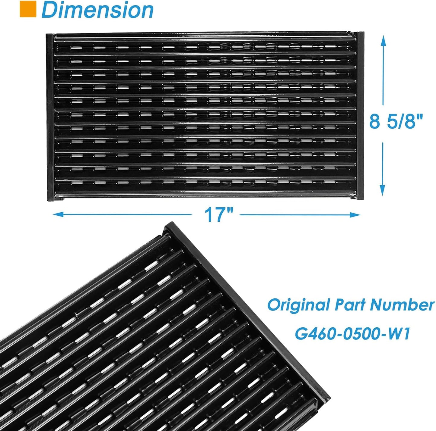 17" Grill Grate for Charbroil Performance TRU-Infrared 450 3-Burner 463370719 463371719 463371116 463371316 463371716, Porcelain Steel Emitter for Charbroil Grill Replacement Parts