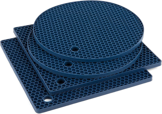 Joyhalo Trivets for Hot Dishes - Hot Pads for Kitchen, Silicone Pot Holders for Hot Pots and Pans, Silicone Mats for Kitchen Countertops, Table, Flexible Easy to Wash and Dry, Navy
