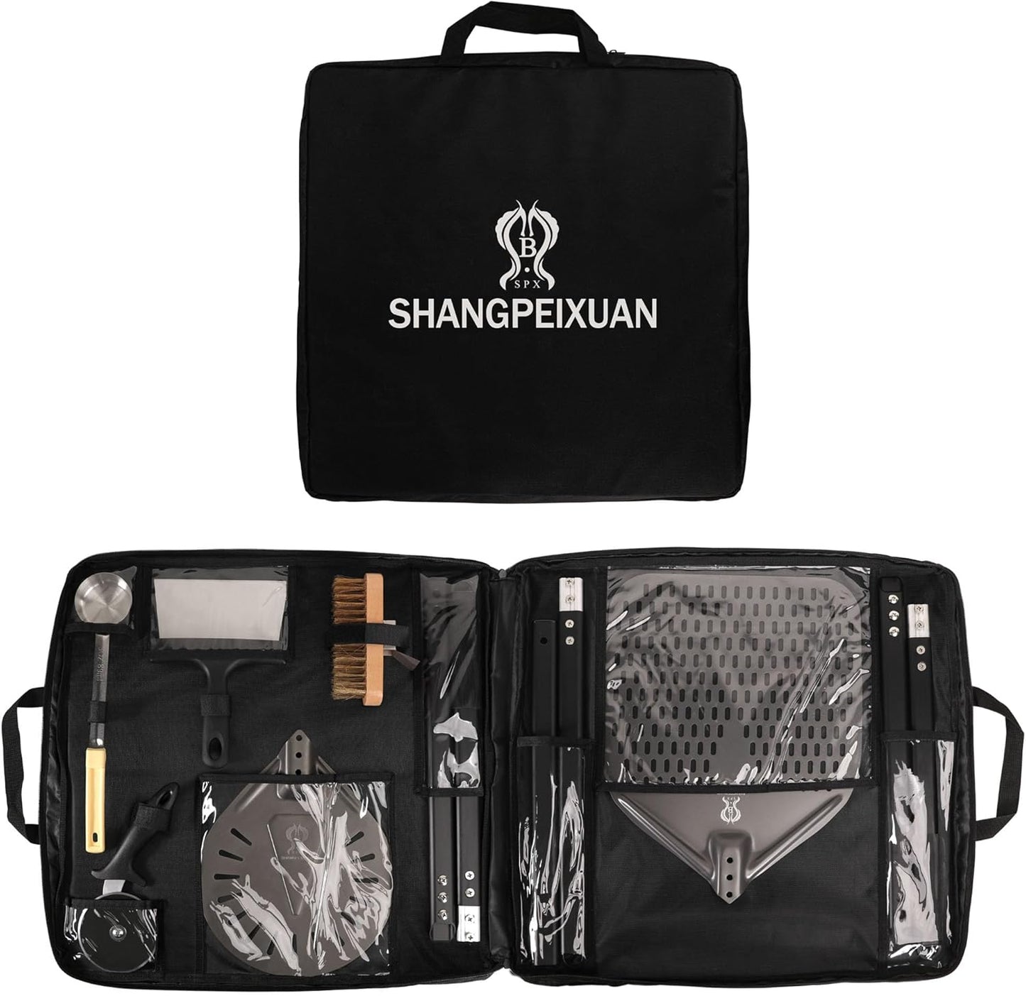 12-inch Hard Anodized Aluminum Pizza Spatula，Set Of 6 Commercial Pizza Oven Utensils, pizza Peel for Indoor & Outdoor Pizza Ovens, Pizza Oven Accessories