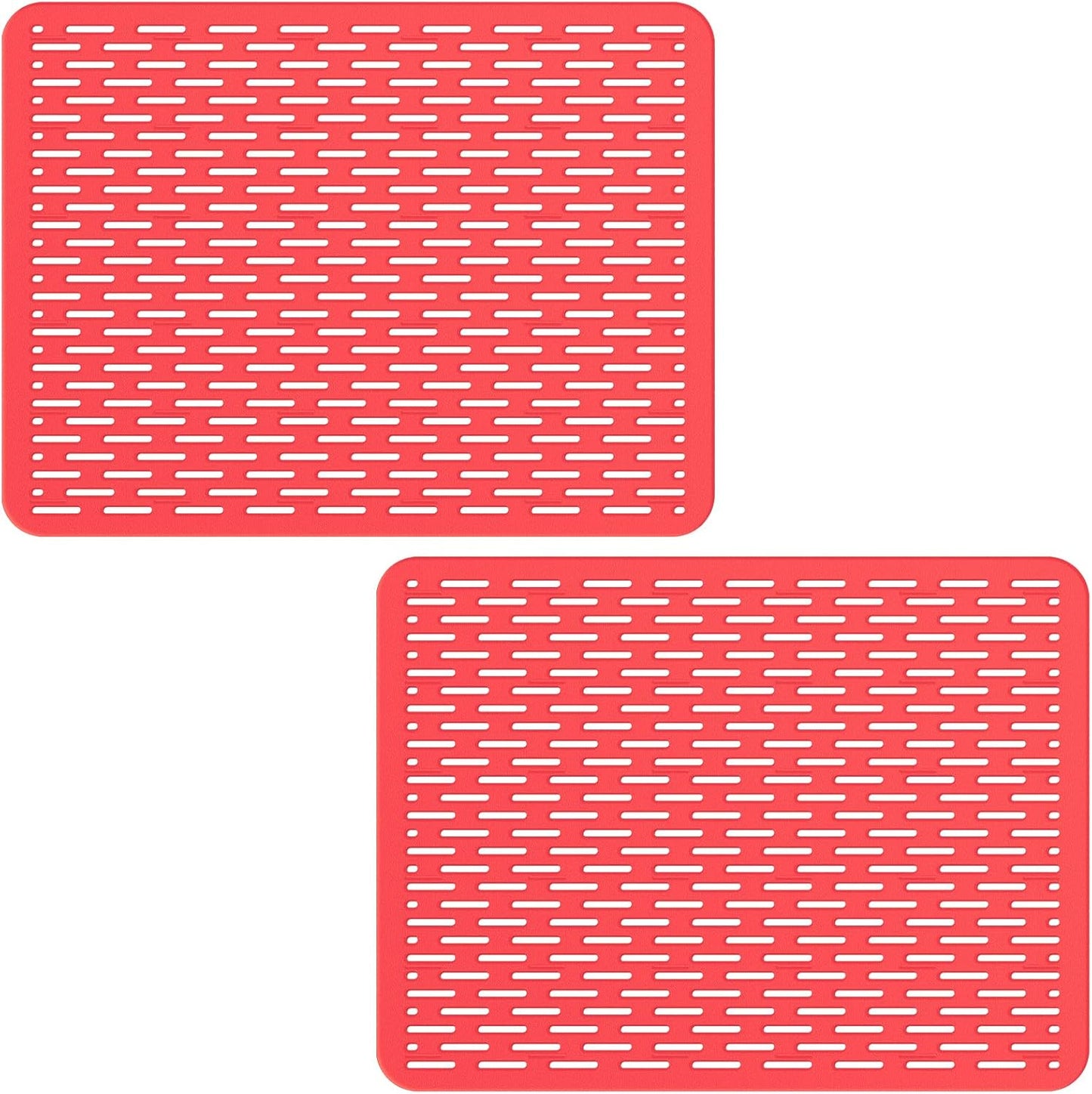 Bligli Mesh Sink Mat, 15.7 x 11.8inch Sink Prtector Mats for Kitchen Sinks, PVC Eco-Friendly Sink Protectors for Bottom of Sink, Fast Draining, Easy Cleaning, Clear Red